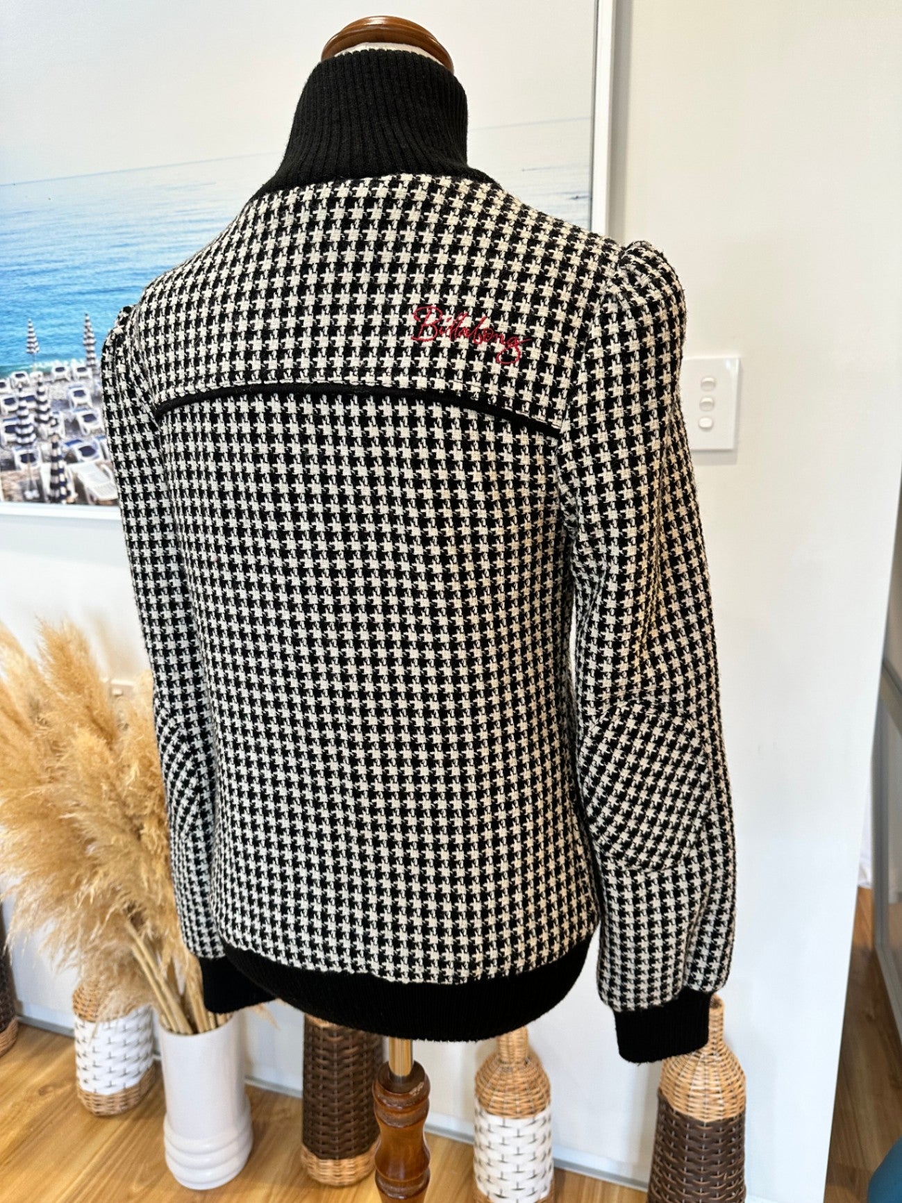 Billabong - Houndstooth Jumper - Size 8 - 50% Wool