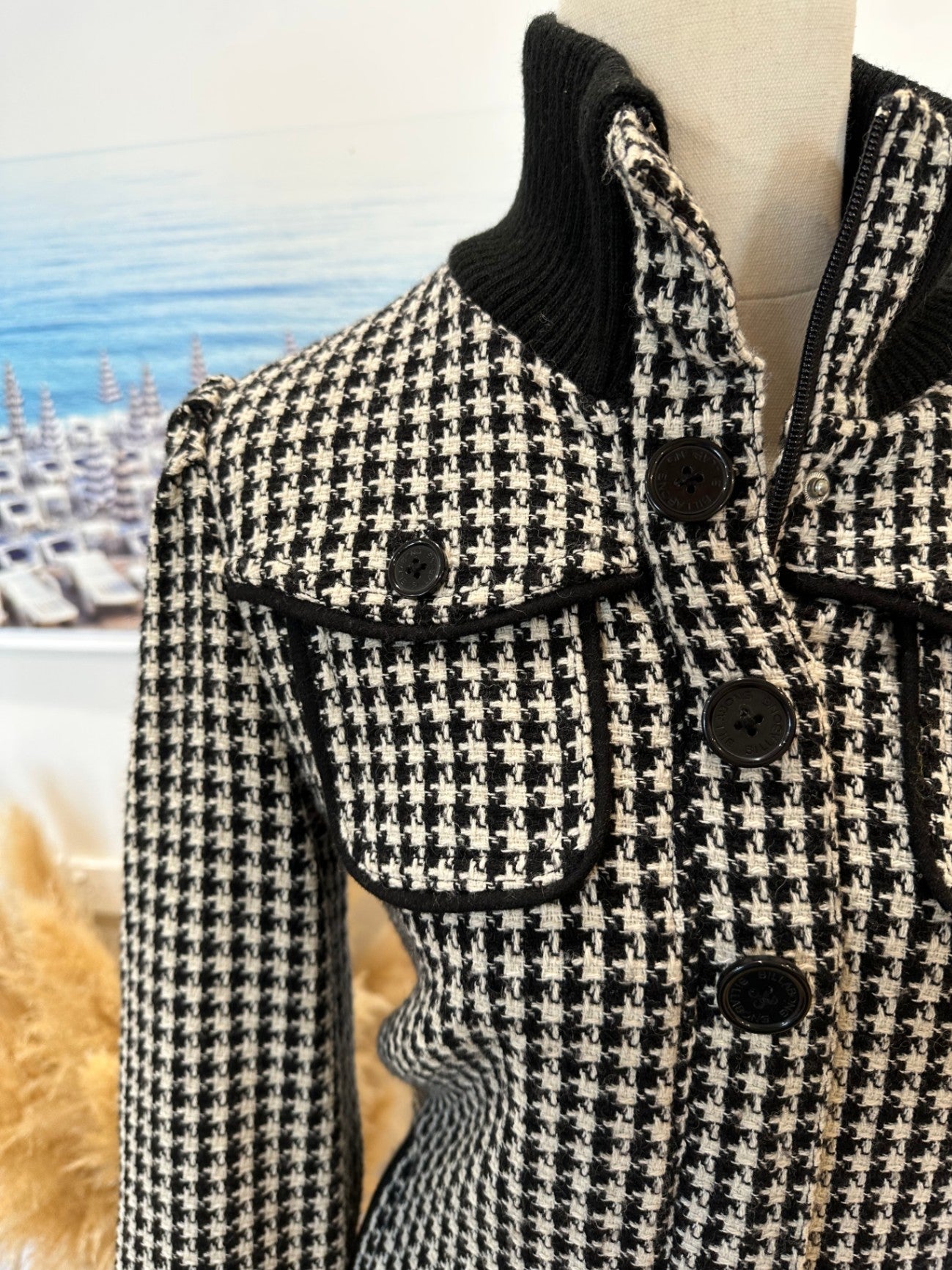 Billabong - Houndstooth Jumper - Size 8 - 50% Wool