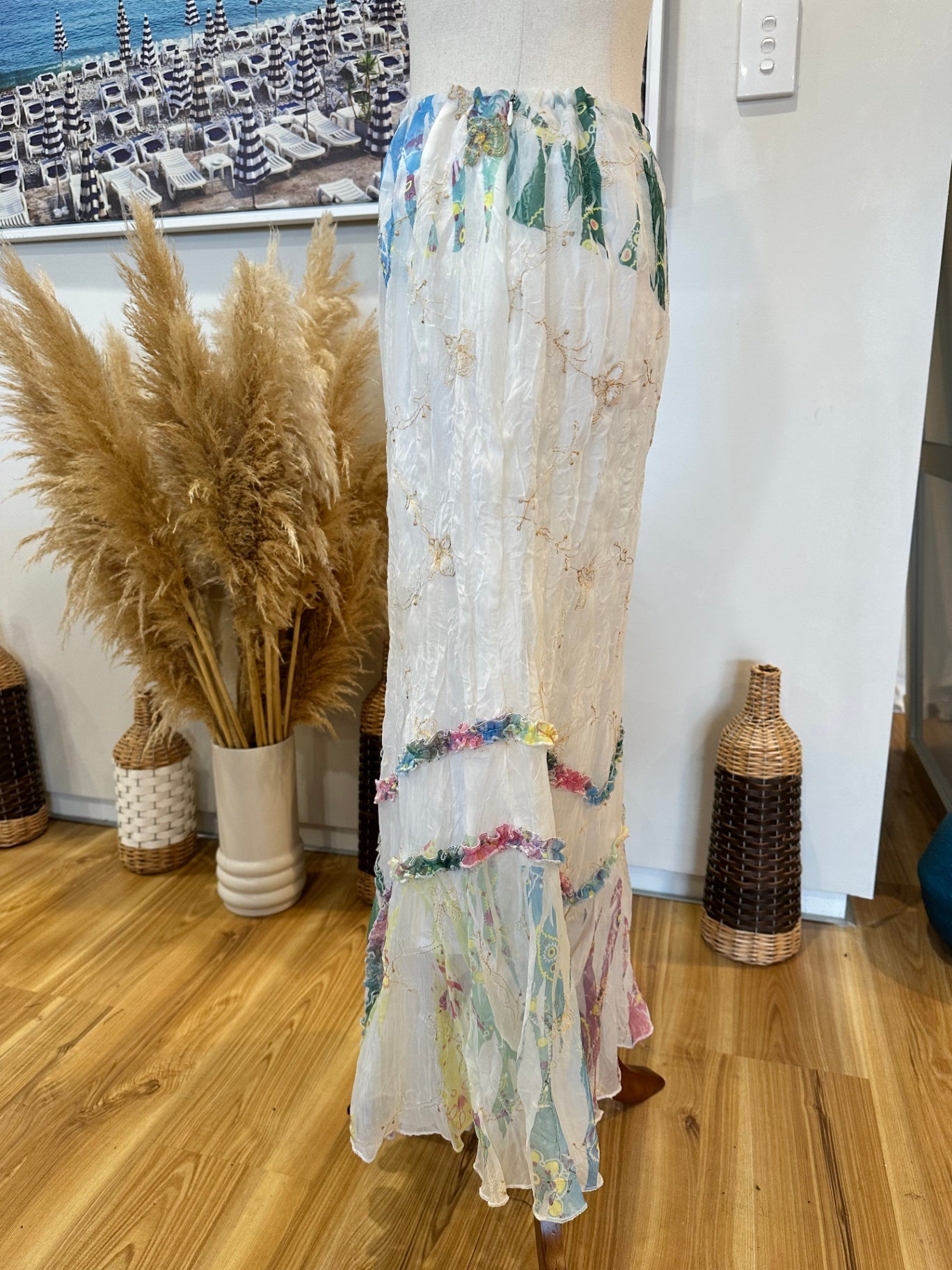 Fairy Inspired Skirt - Size 12 - White w Pastel Tones