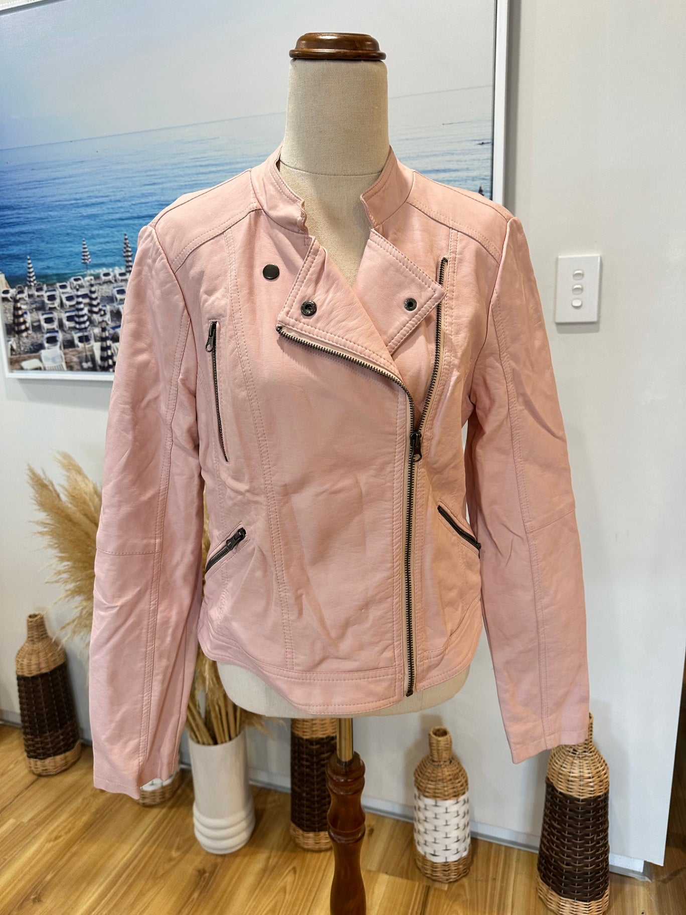 Dotti - Faux Leather - Pink Biker Jacket - Size 10