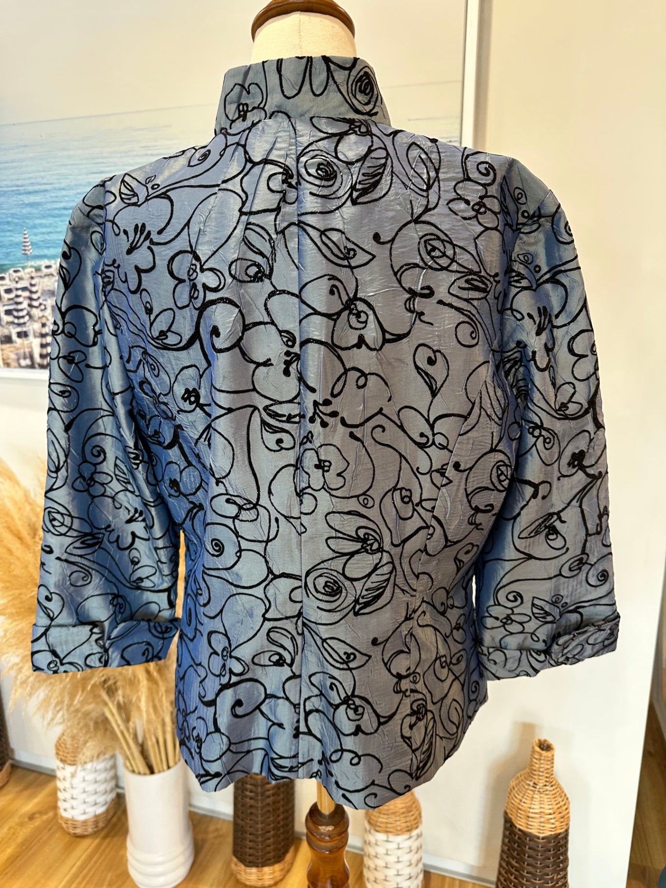 Liz Jordan - Evening Jacket - Size Large - Blue and black