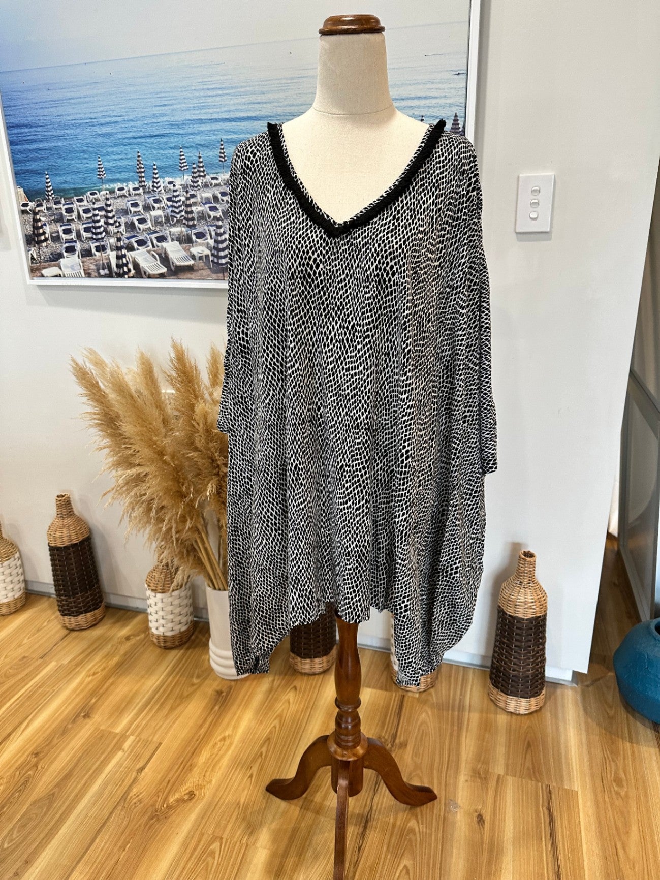 Humidity - Kaftan - One Size - Black and white