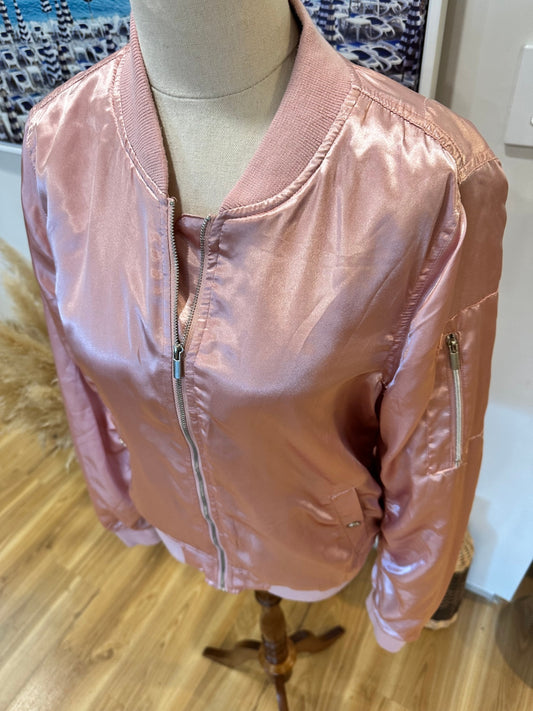 Jay Jays - Bomber Jacket - Satin Texture - Size 12 - Pale Pink