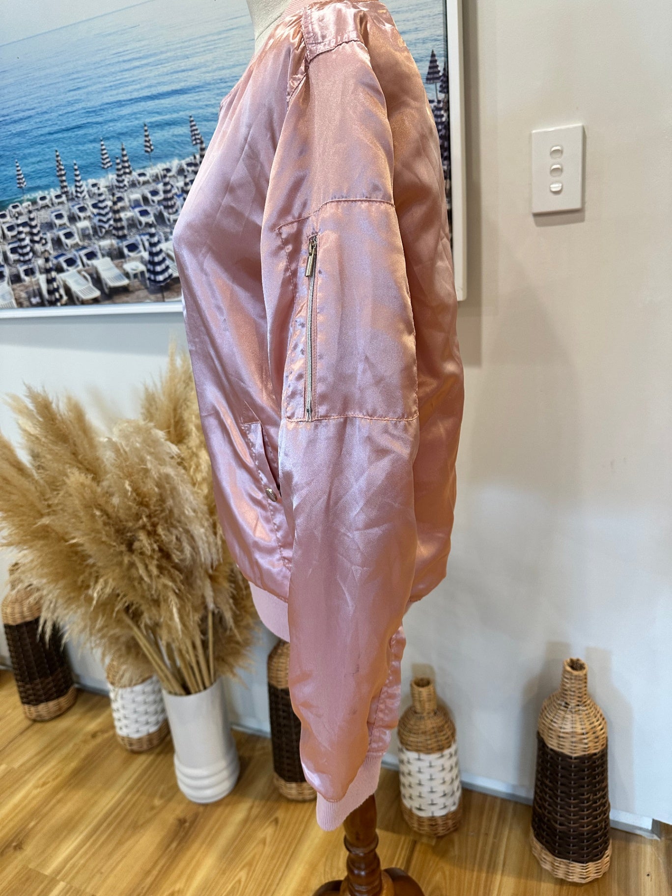 Jay Jays - Bomber Jacket - Satin Texture - Size 12 - Pale Pink