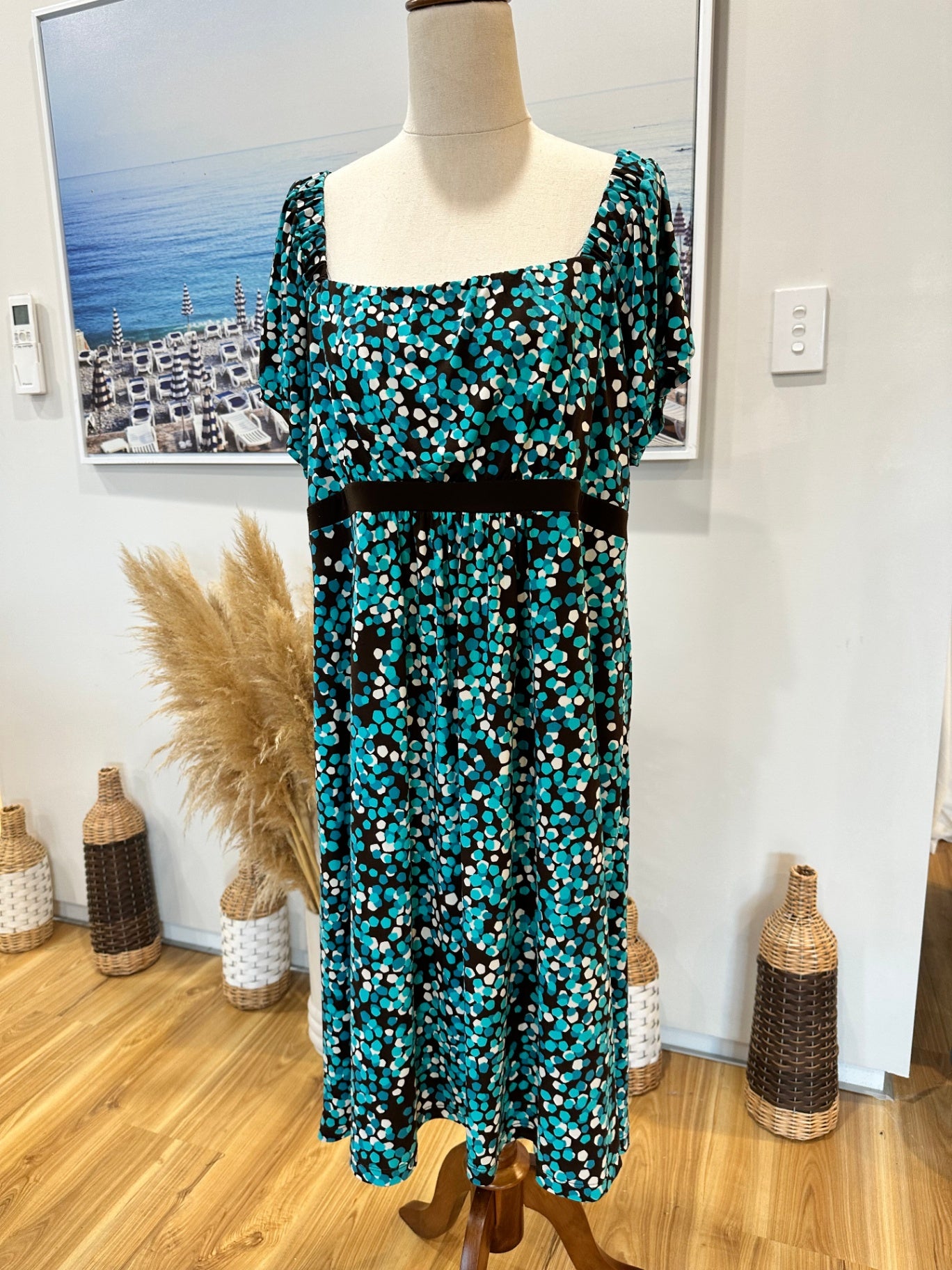 Vintage Y2K - Baby Doll Style Dress - Extra Large - Aqua + Choc