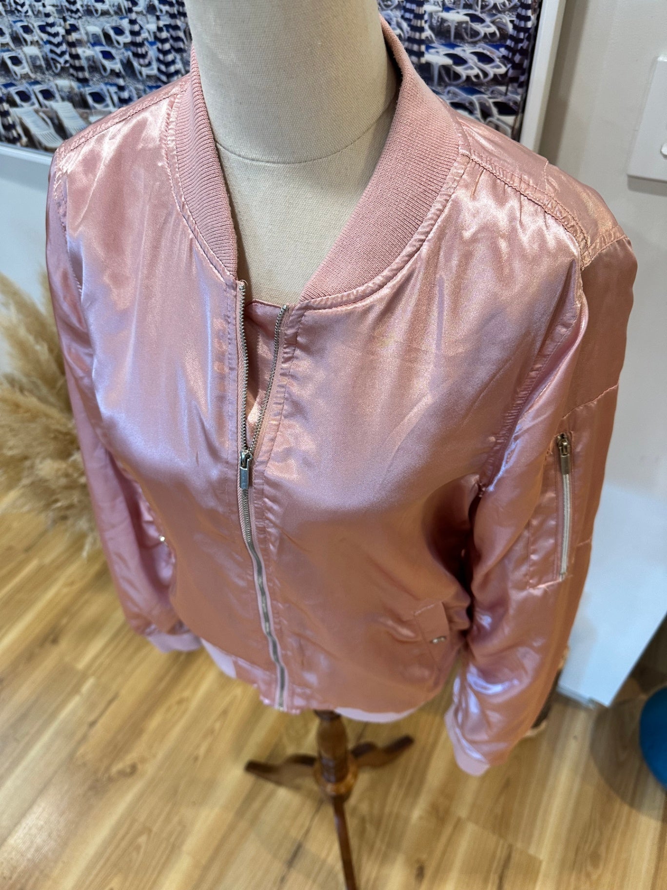 Jay Jays - Bomber Jacket - Satin Texture - Size 12 - Pale Pink