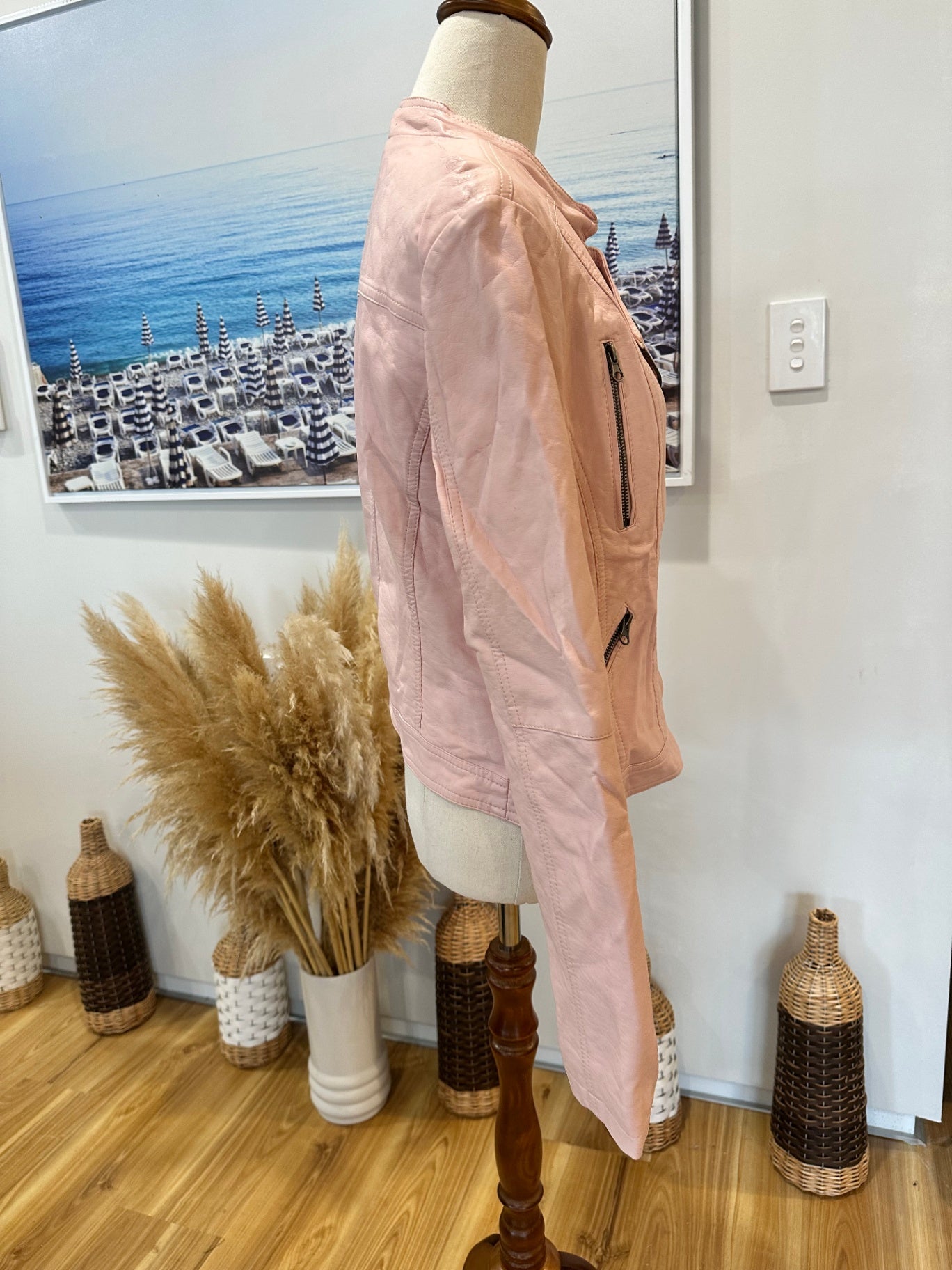 Dotti - Faux Leather - Pink Biker Jacket - Size 10