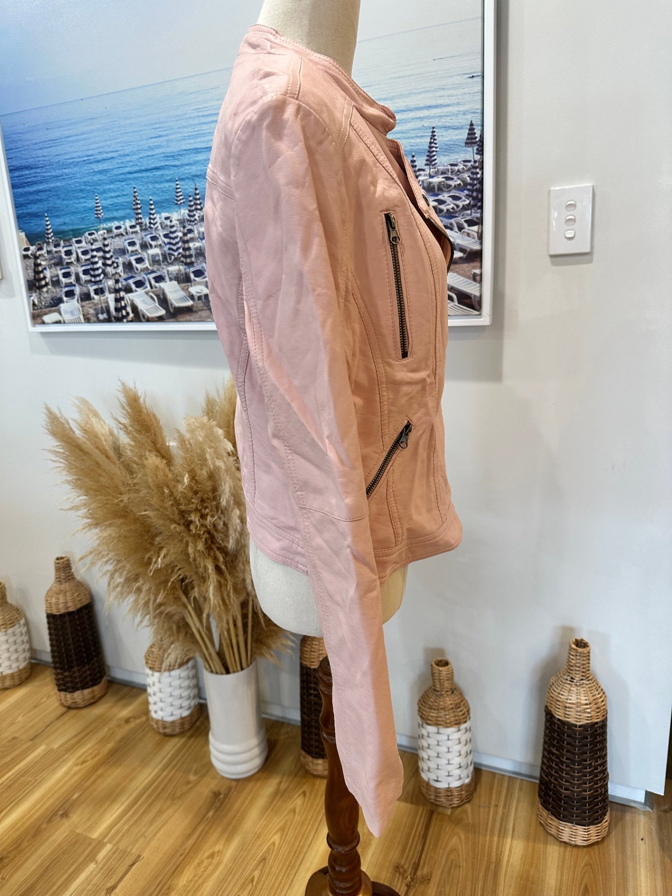 Dotti - Faux Leather - Pink Biker Jacket - Size 10