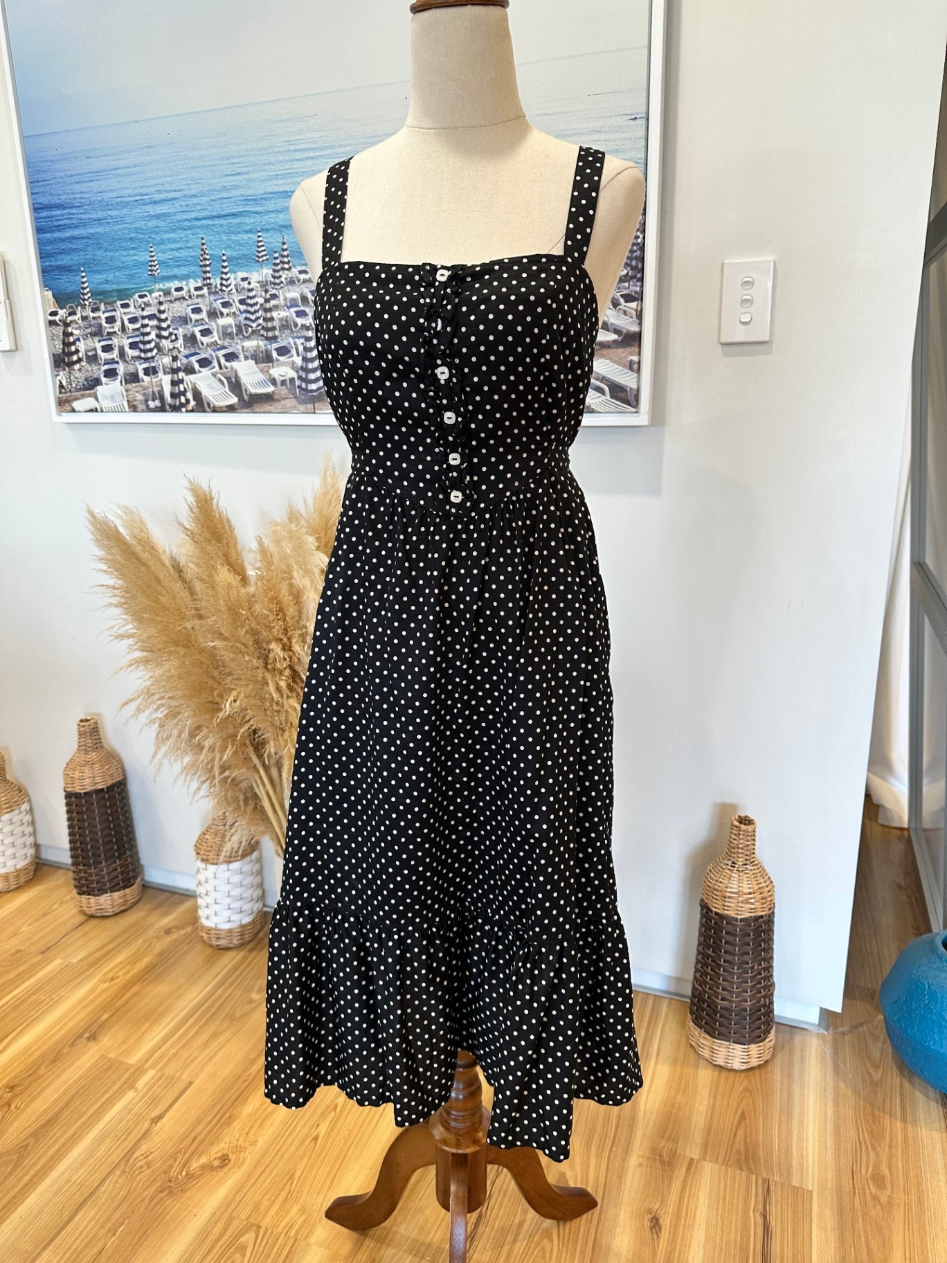 Deborah Sweeney Dress - Size 8 - Black and white Dots