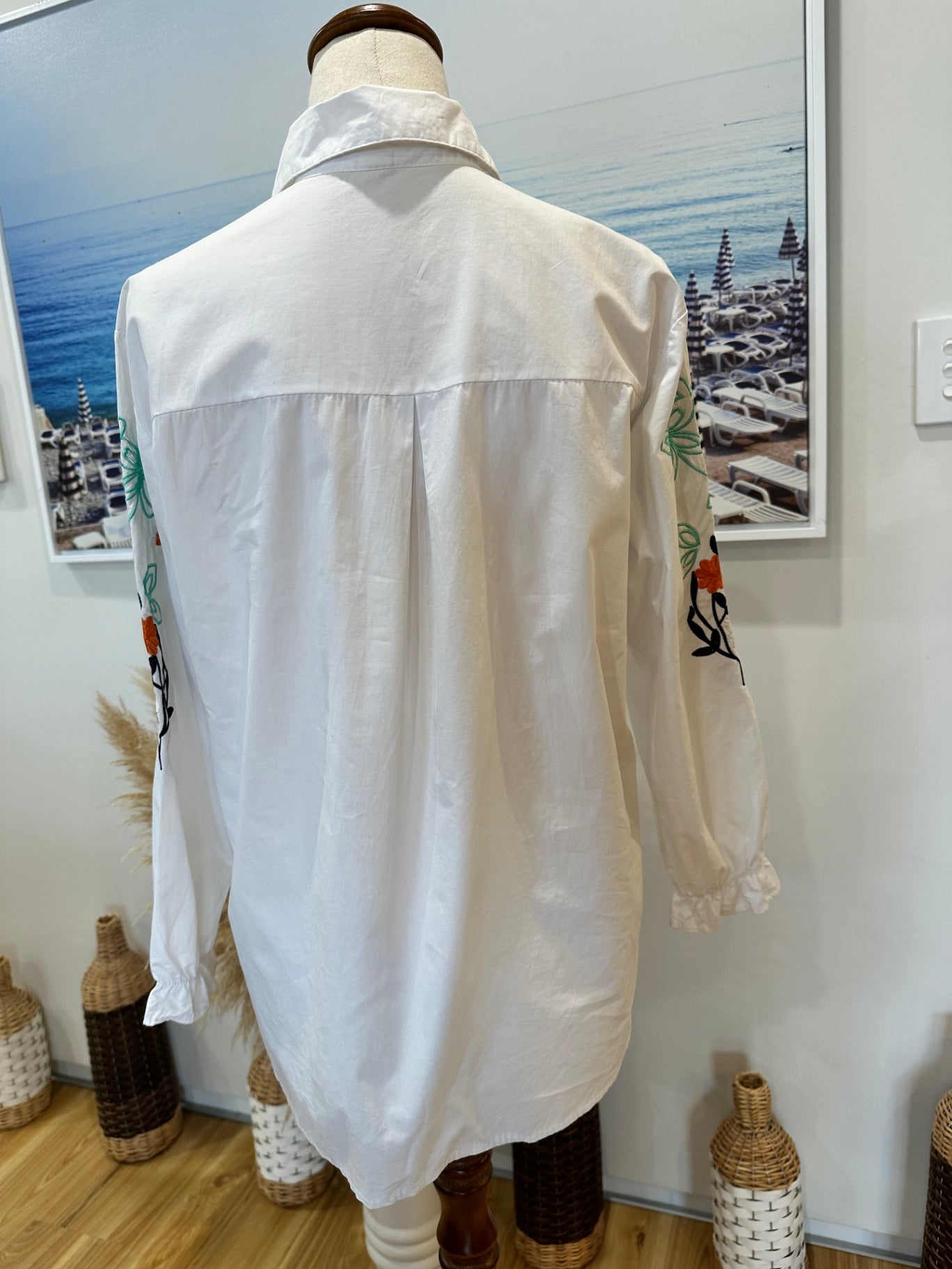 Embroidered Bohemian Shirt - Size 10 - White