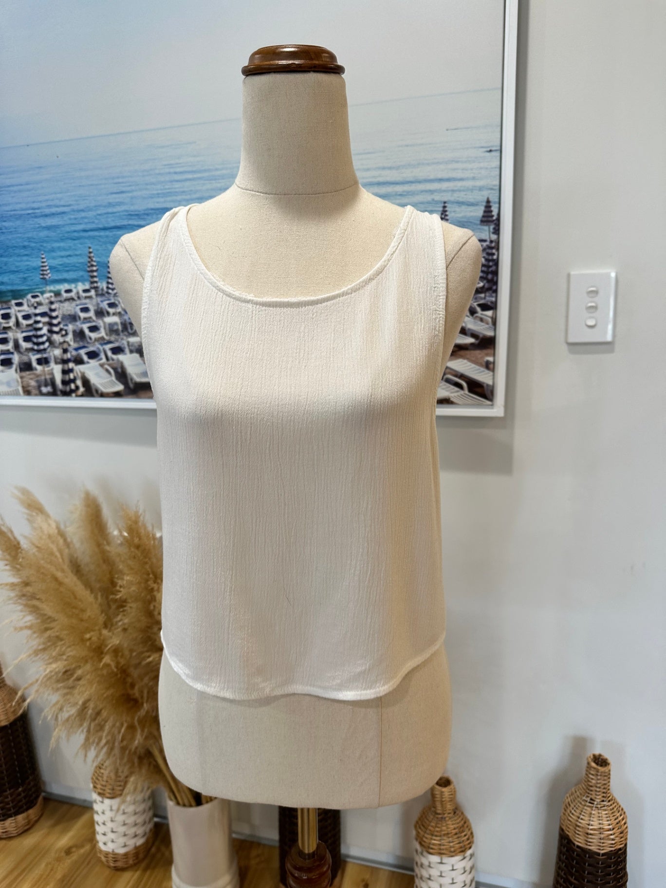 Crochet Singlet Crop Top - Small / Medium - White