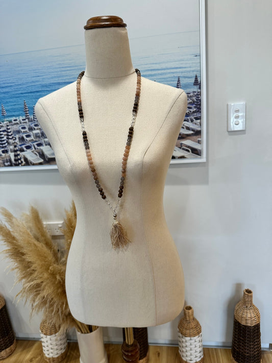Bohemian necklace - Long with sandstorm tones