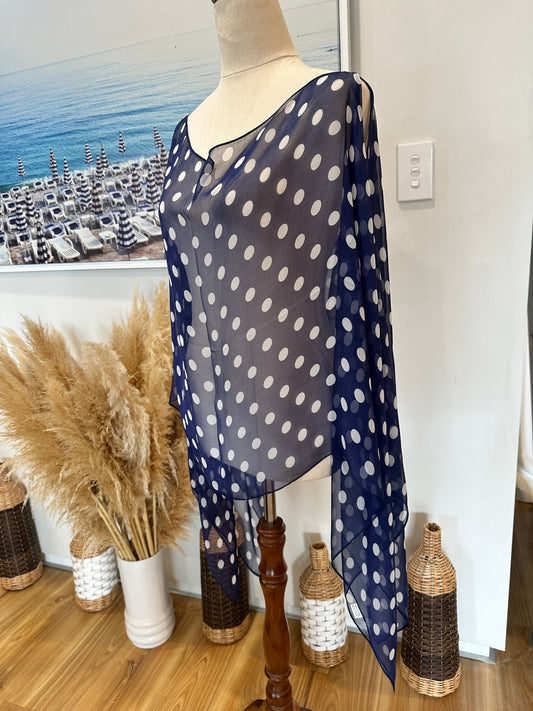 Navy blue w White Stripes - Kaftan / Blouse