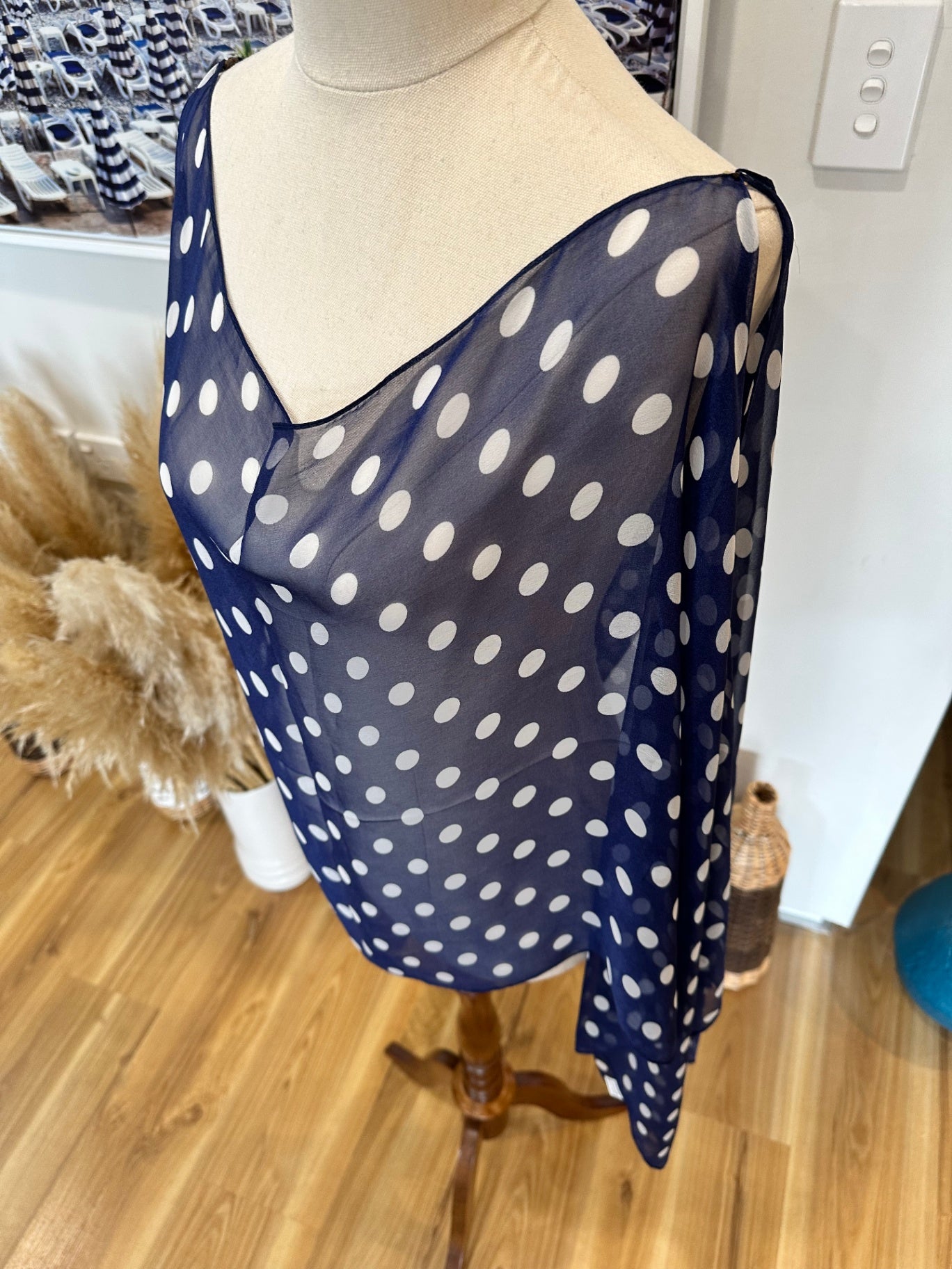 Navy blue w White Stripes - Kaftan / Blouse