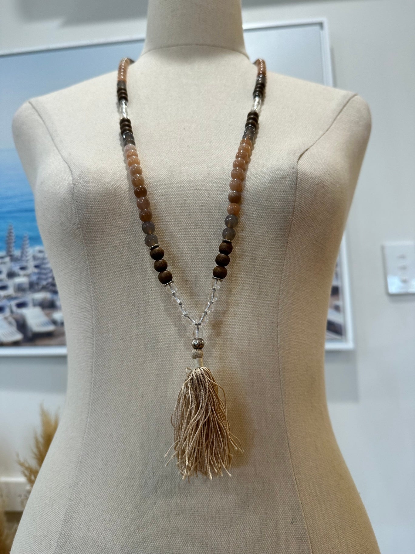 Bohemian necklace - Long with sandstorm tones
