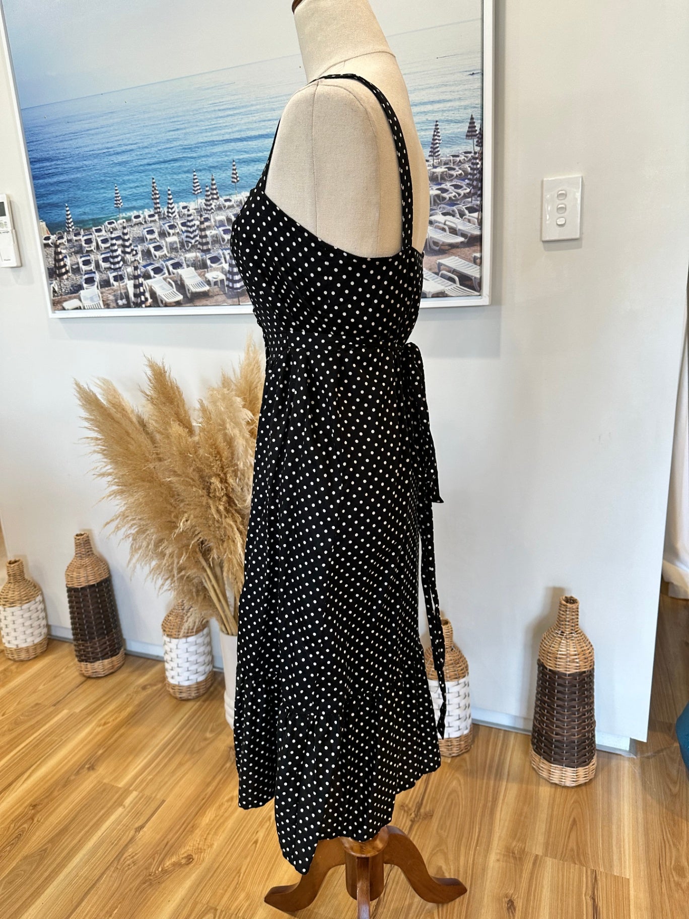Deborah Sweeney Dress - Size 8 - Black and white Dots