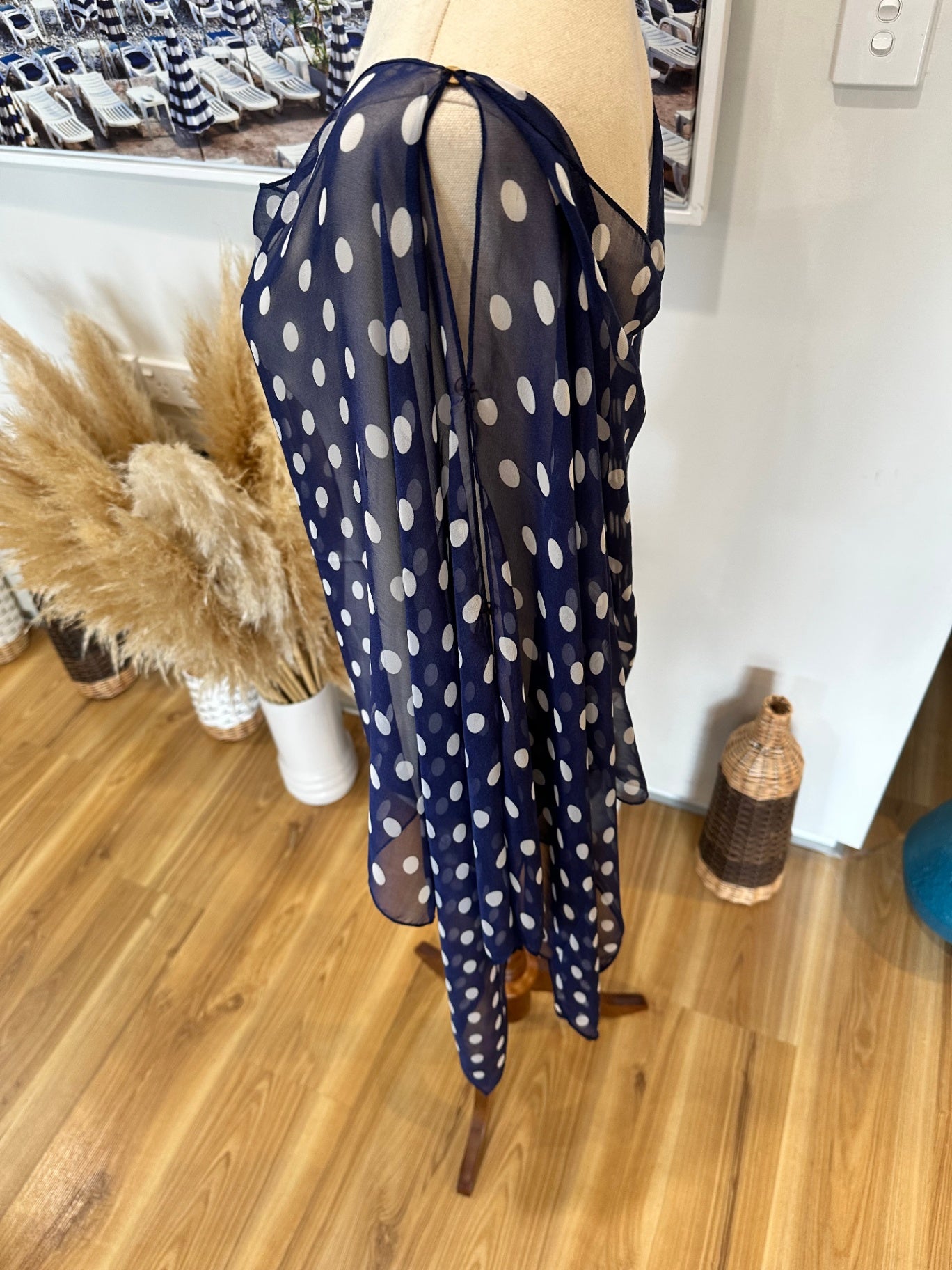 Navy blue w White Stripes - Kaftan / Blouse