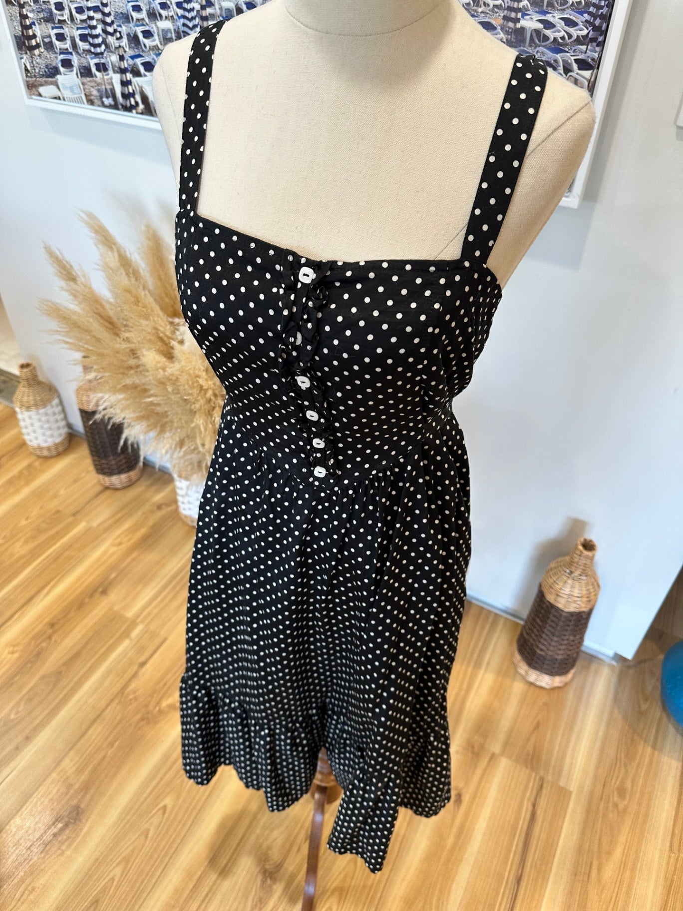 Deborah Sweeney Dress - Size 8 - Black and white Dots