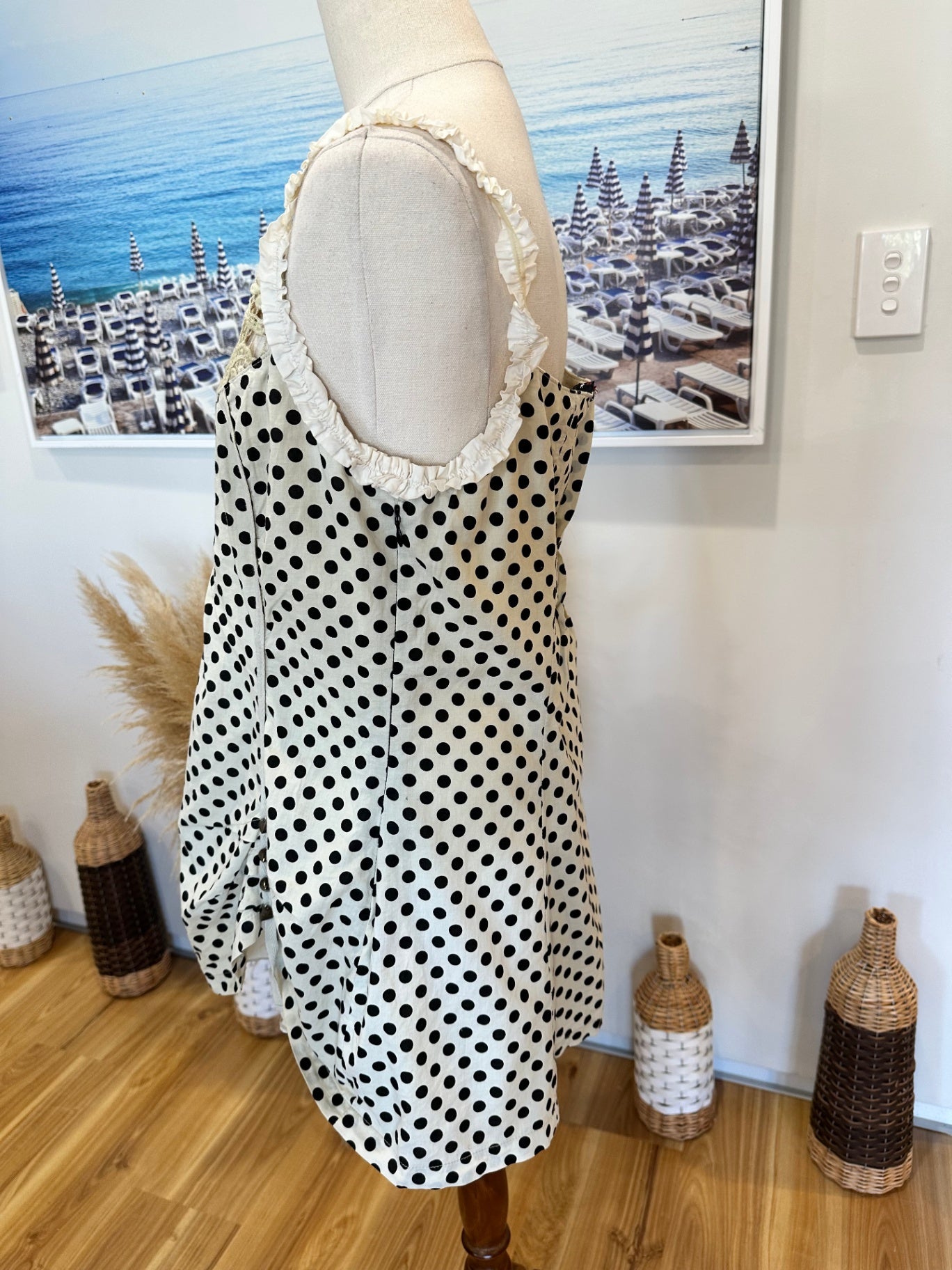 Carl Opik - Grungy Blouse - EU 44 (Large) - Beige with black polka dots - Made in France