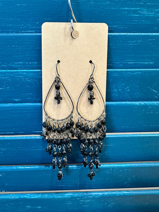 Earrings - Black Hoop Drop
