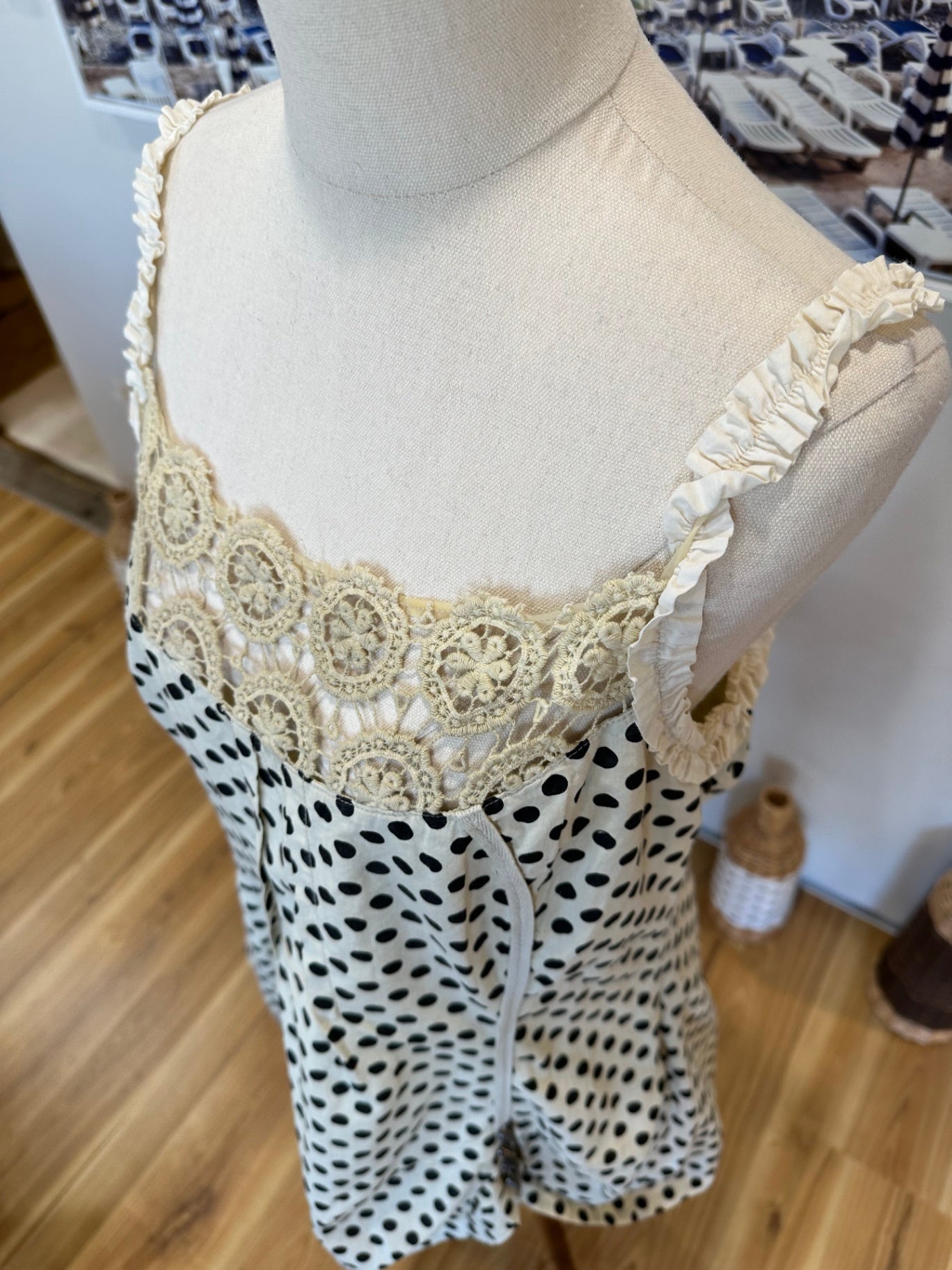 Carl Opik - Grungy Blouse - EU 44 (Large) - Beige with black polka dots - Made in France