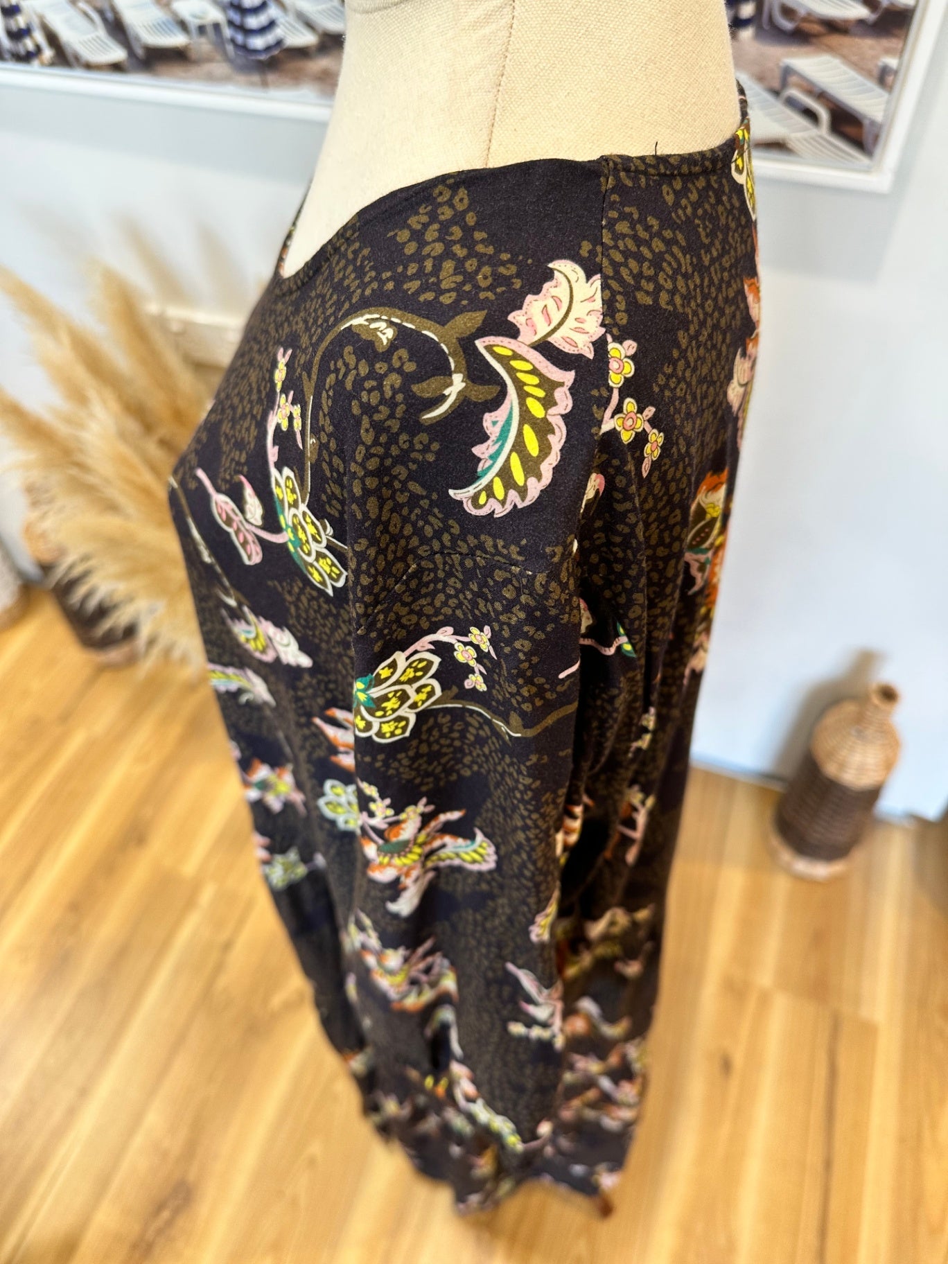 Foil - Boho Maxi Dress - Size 18 - Black with floral pattern