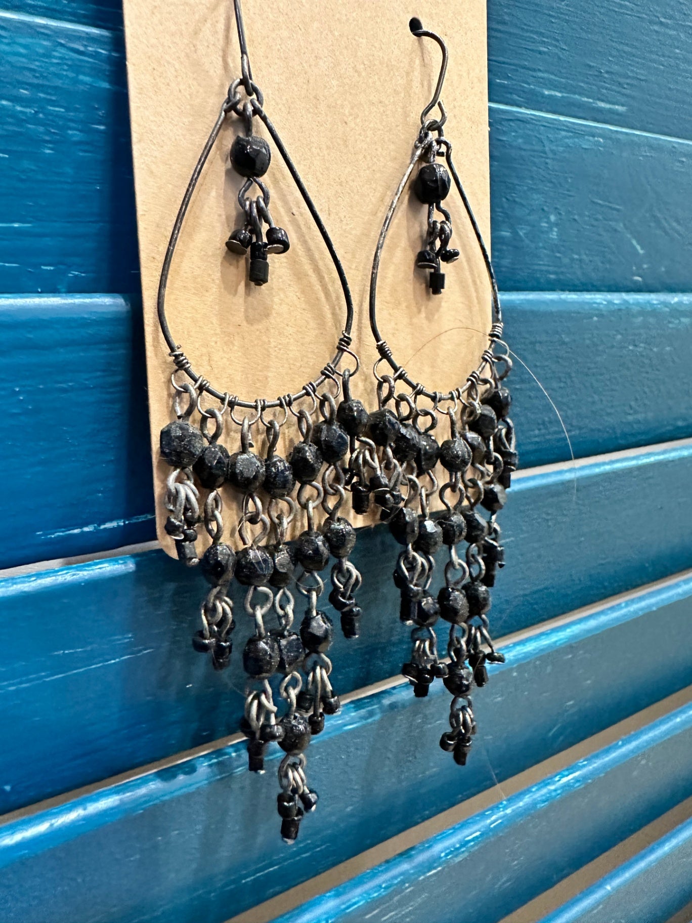 Earrings - Black Hoop Drop