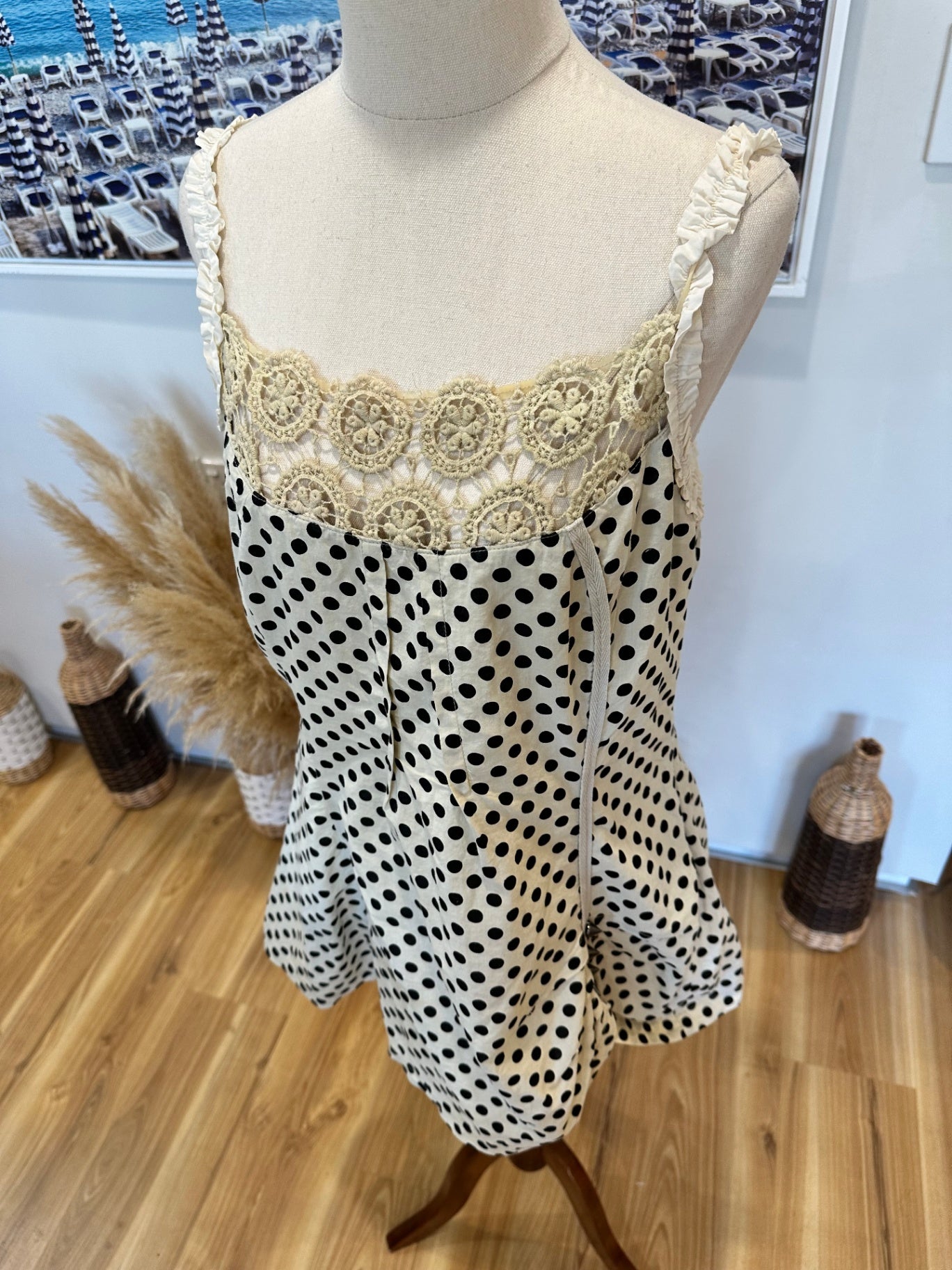 Carl Opik - Grungy Blouse - EU 44 (Large) - Beige with black polka dots - Made in France