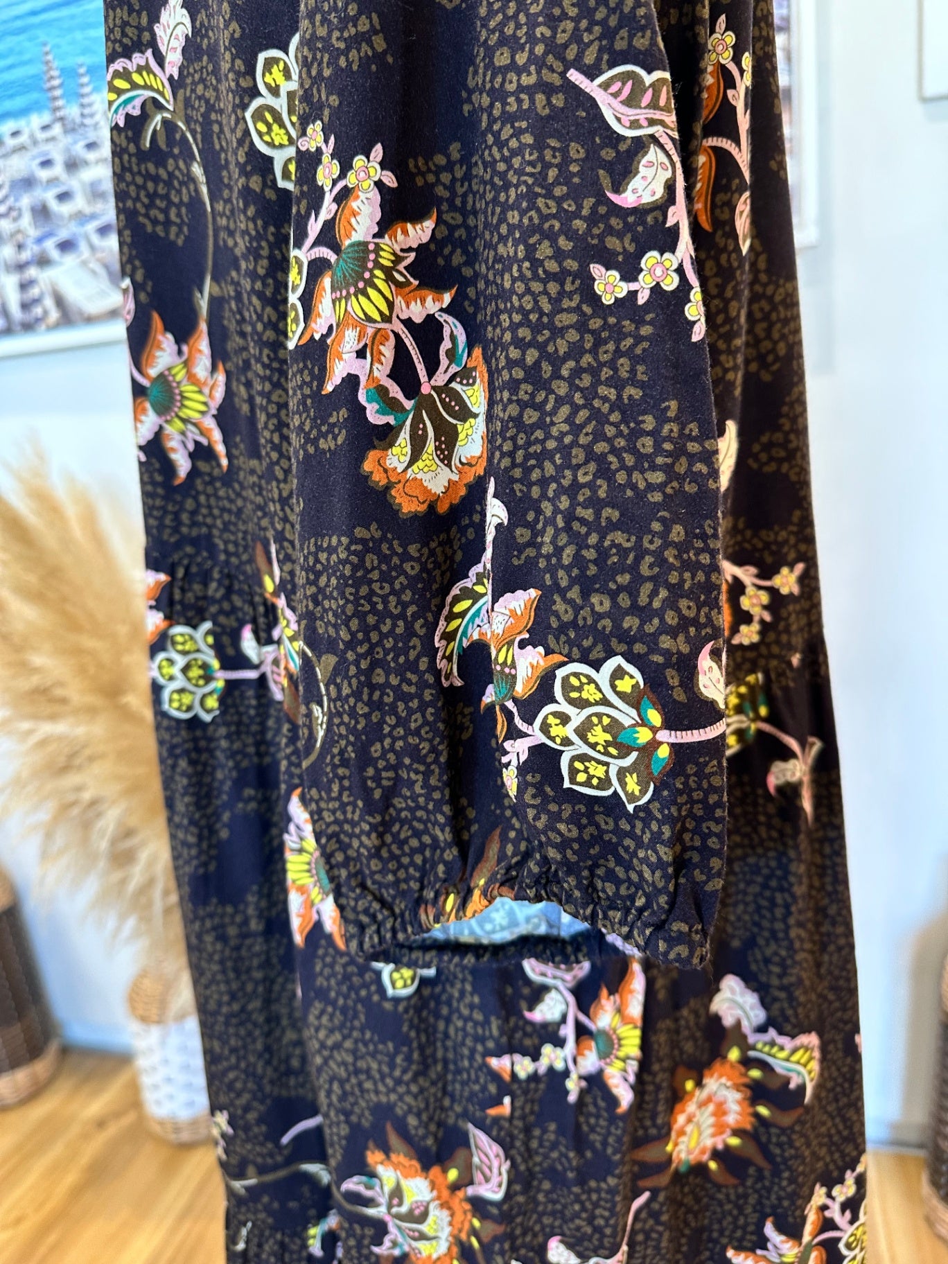Foil - Boho Maxi Dress - Size 18 - Black with floral pattern