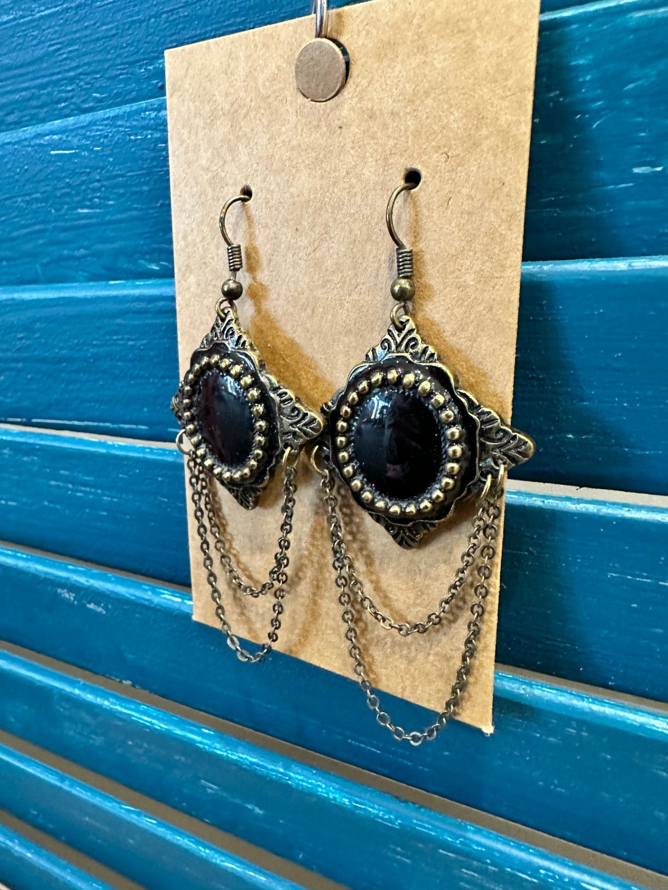 Earrings - Black & Bronze - Art Deco inspired