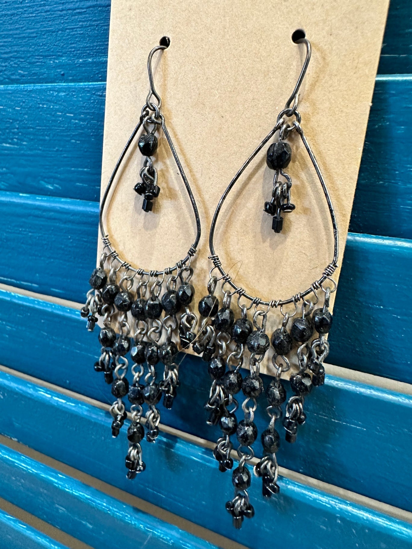 Earrings - Black Hoop Drop