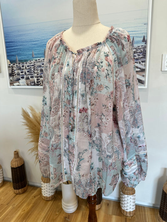 Just Jeans - Bohemian Blouse - Size 16 - Pastel