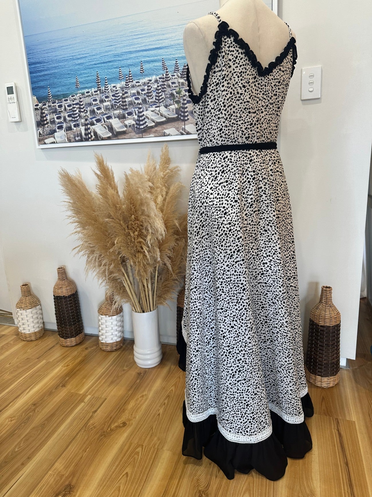 Augustine Dress - Large - Black + White Flamenco Dress