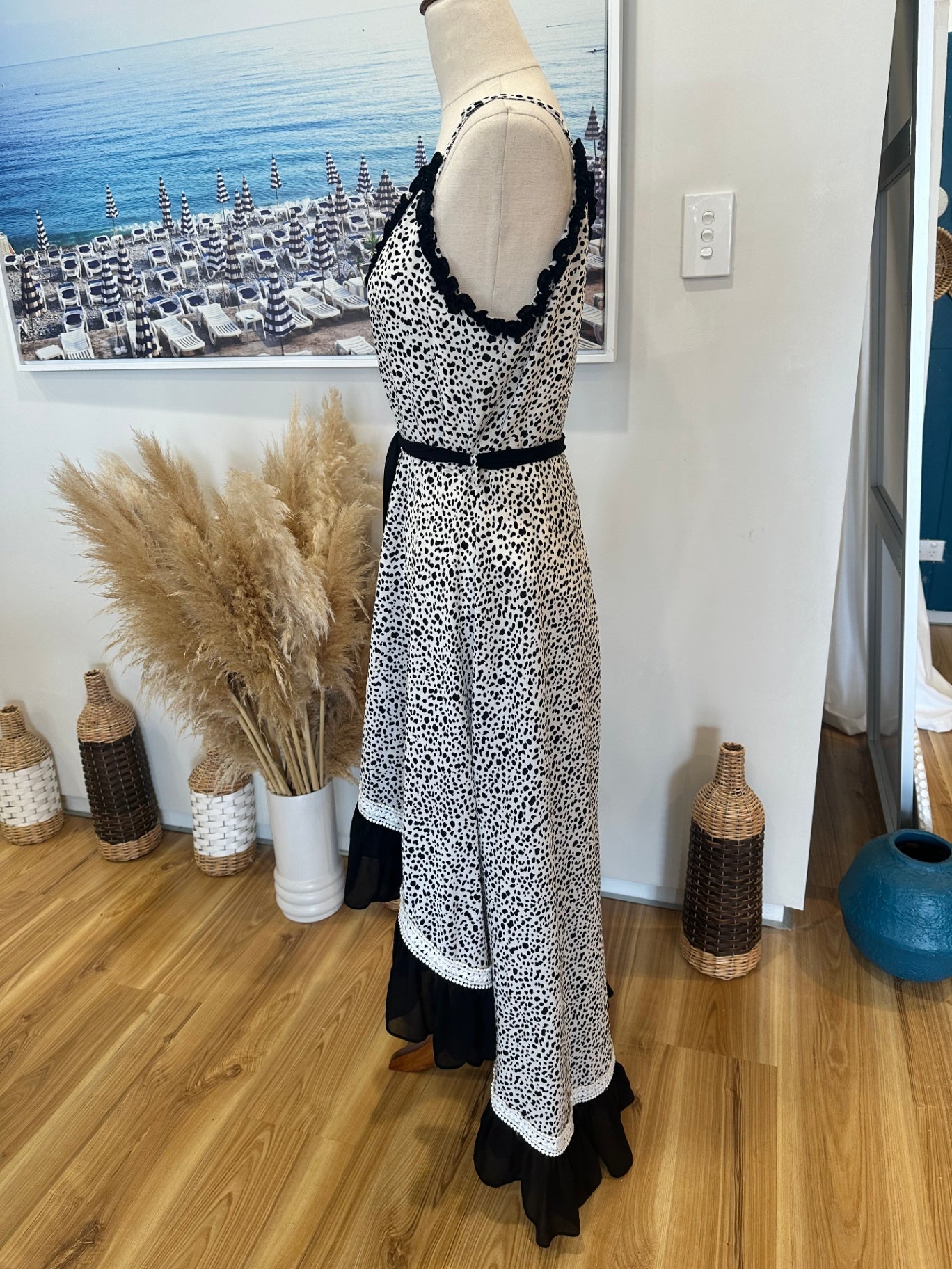 Augustine Dress - Large - Black + White Flamenco Dress