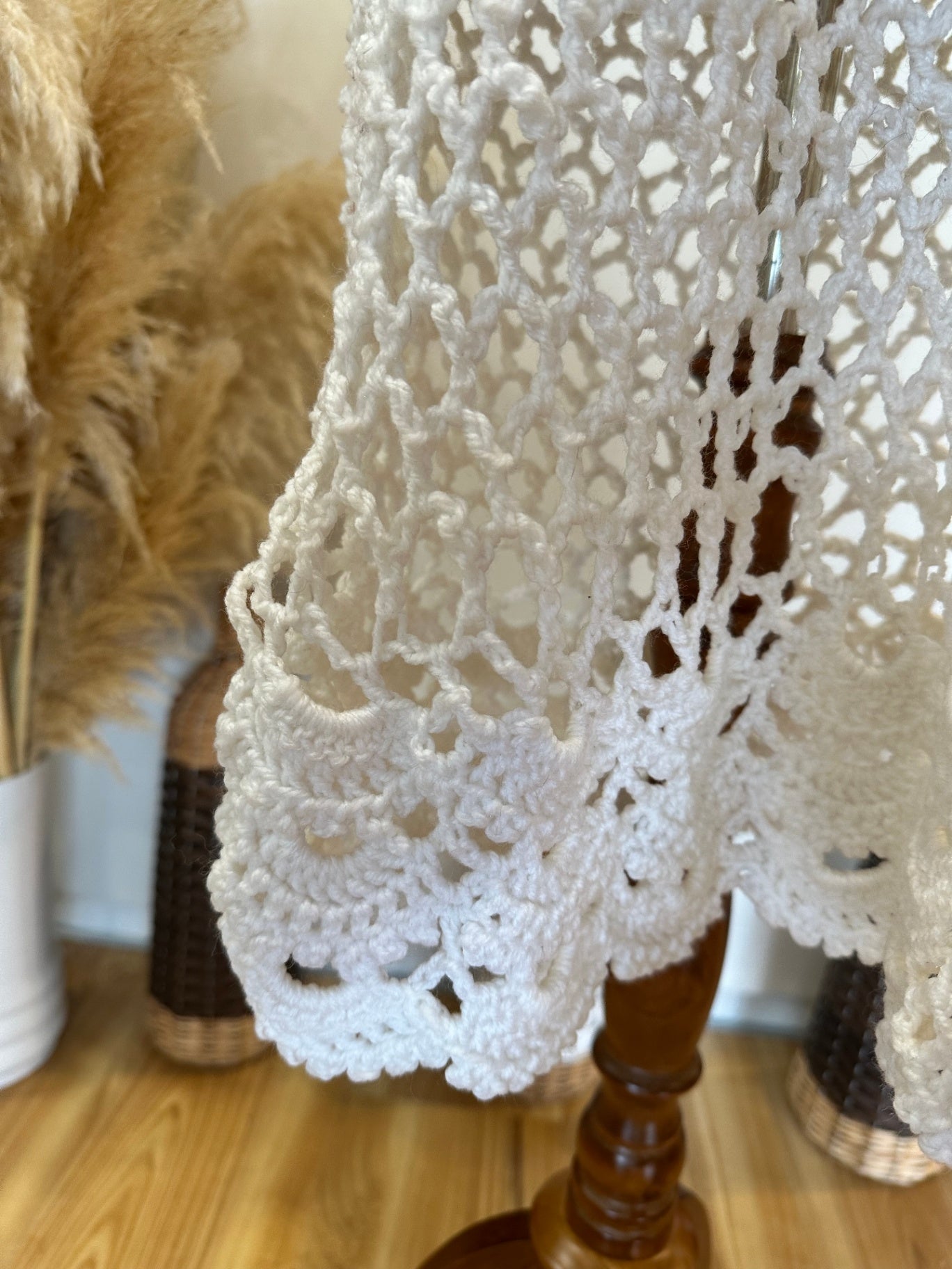 Beach Cover Up - One Size - Crochet - White / Cream