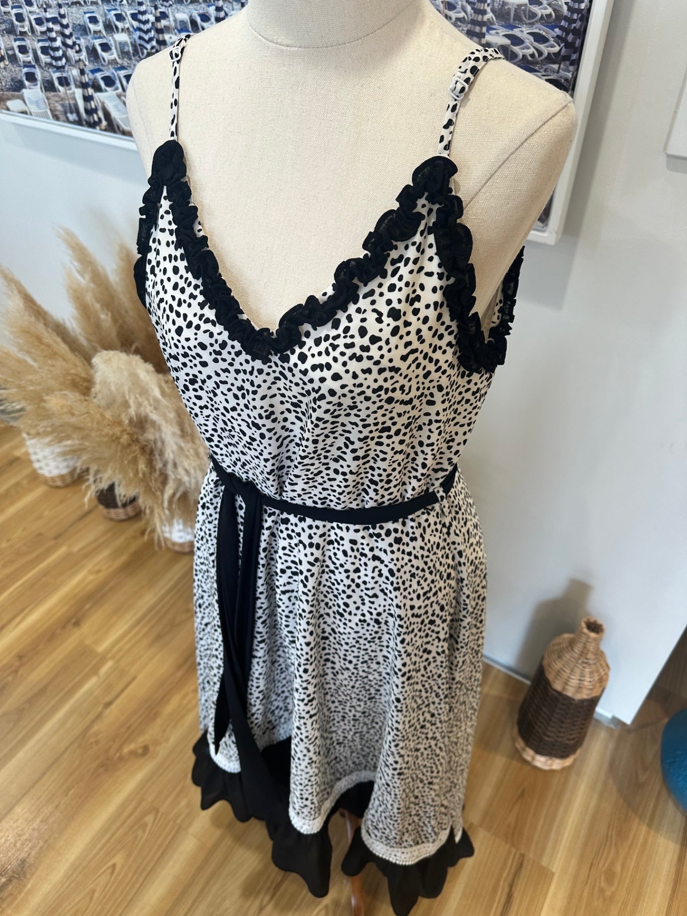 Augustine Dress - Large - Black + White Flamenco Dress