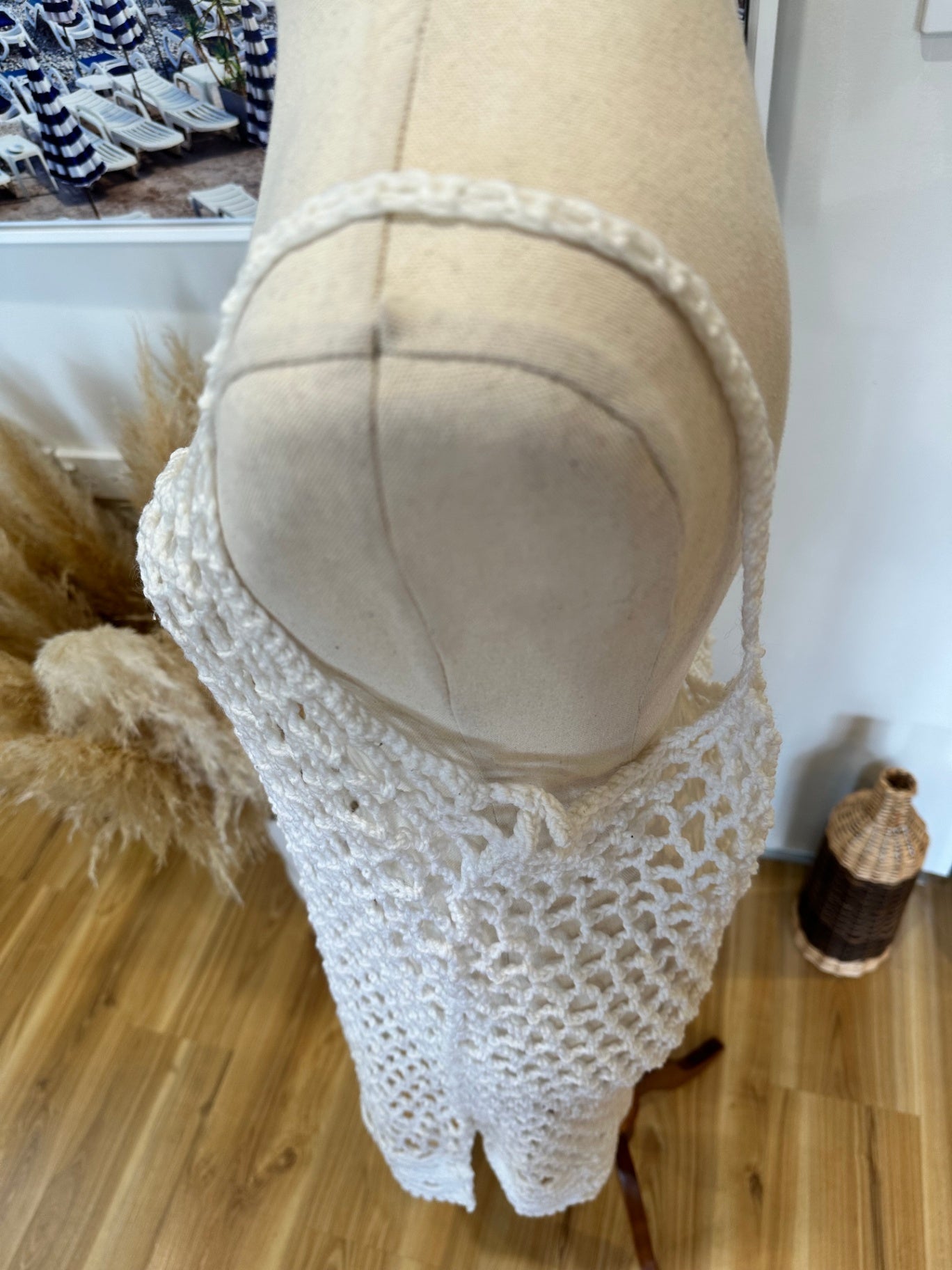 Beach Cover Up - One Size - Crochet - White / Cream