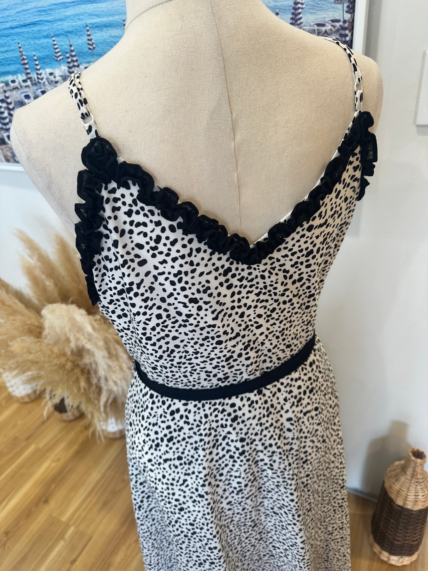 Augustine Dress - Large - Black + White Flamenco Dress