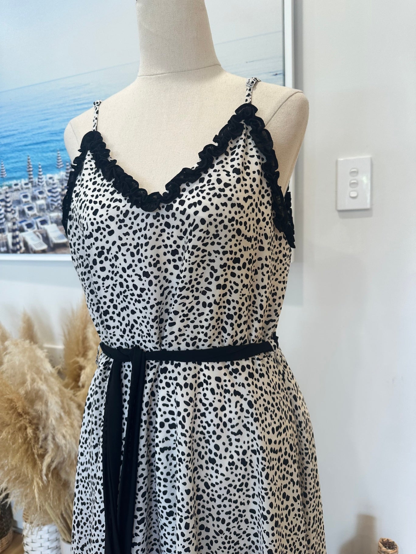 Augustine Dress - Large - Black + White Flamenco Dress