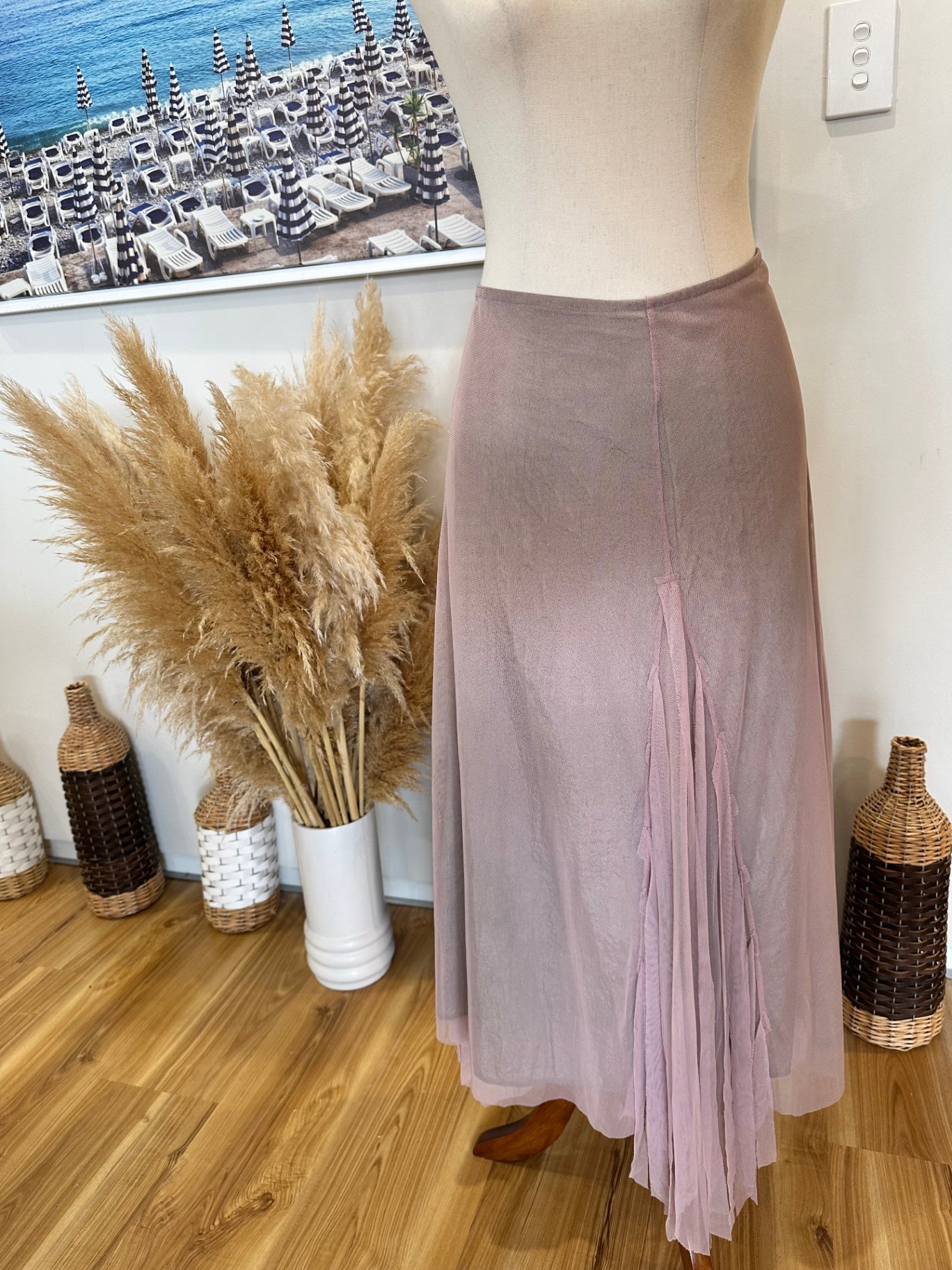 Eclipse - Bohemian Midi Skirt - Size 12 - Blush Pink