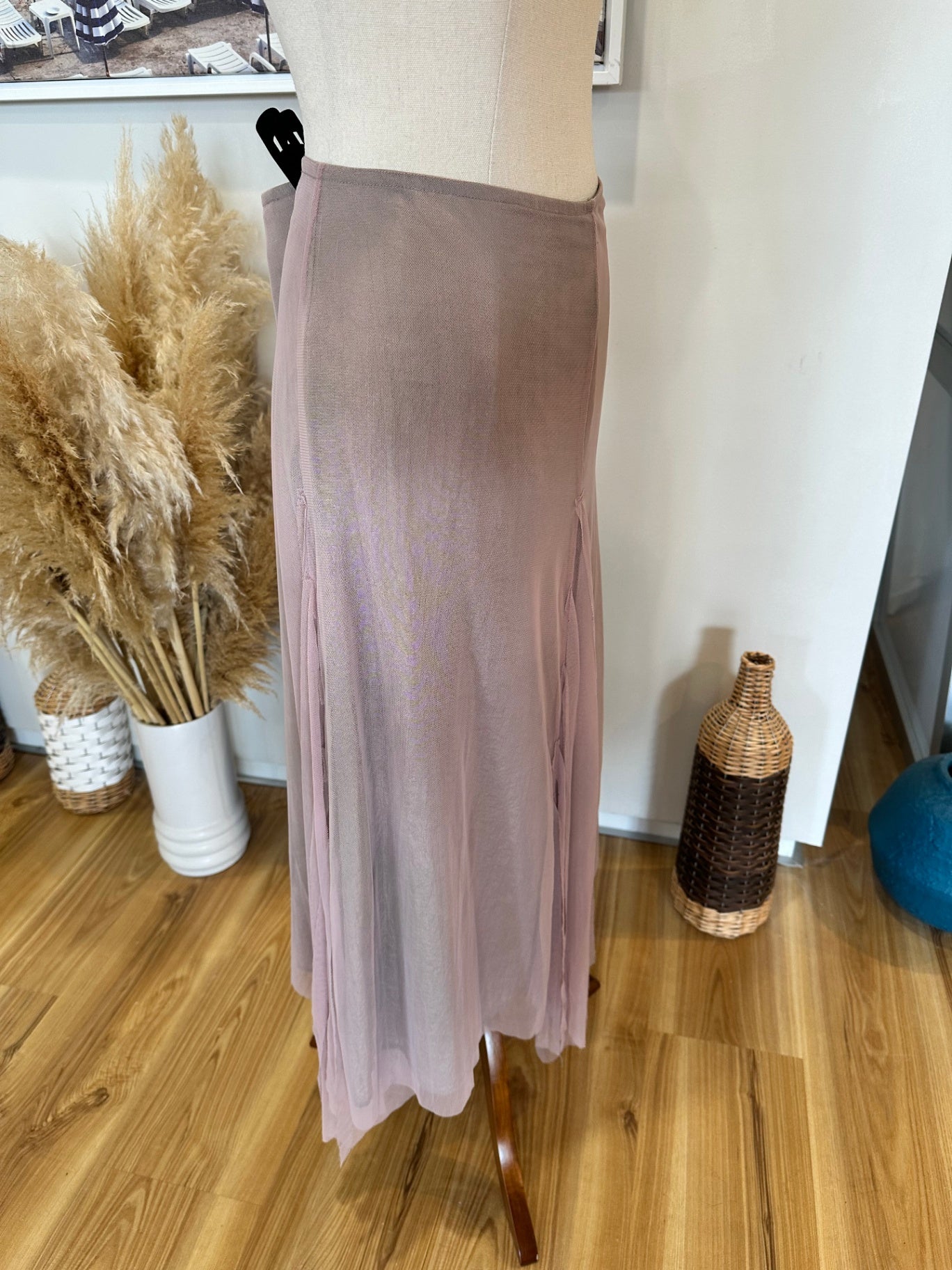 Eclipse - Bohemian Midi Skirt - Size 12 - Blush Pink