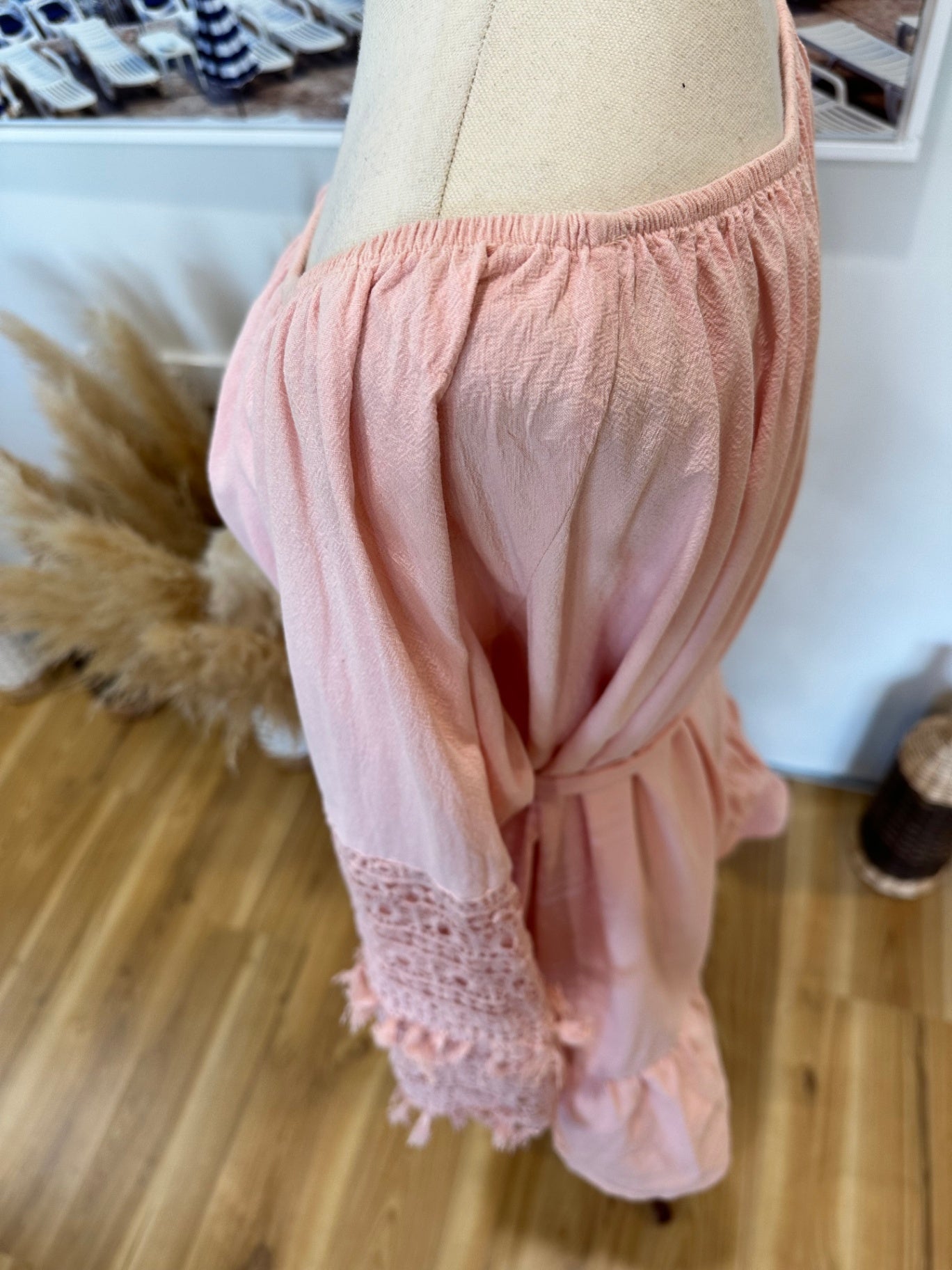 Bohemian Long Sleeve Dress - Large - Pink