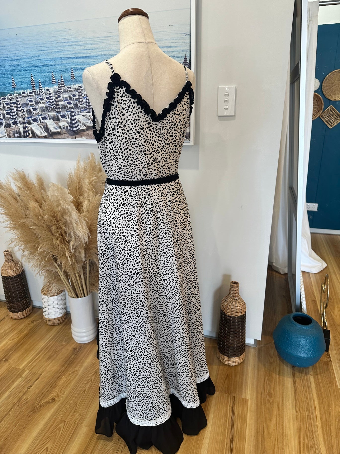Augustine Dress - Large - Black + White Flamenco Dress