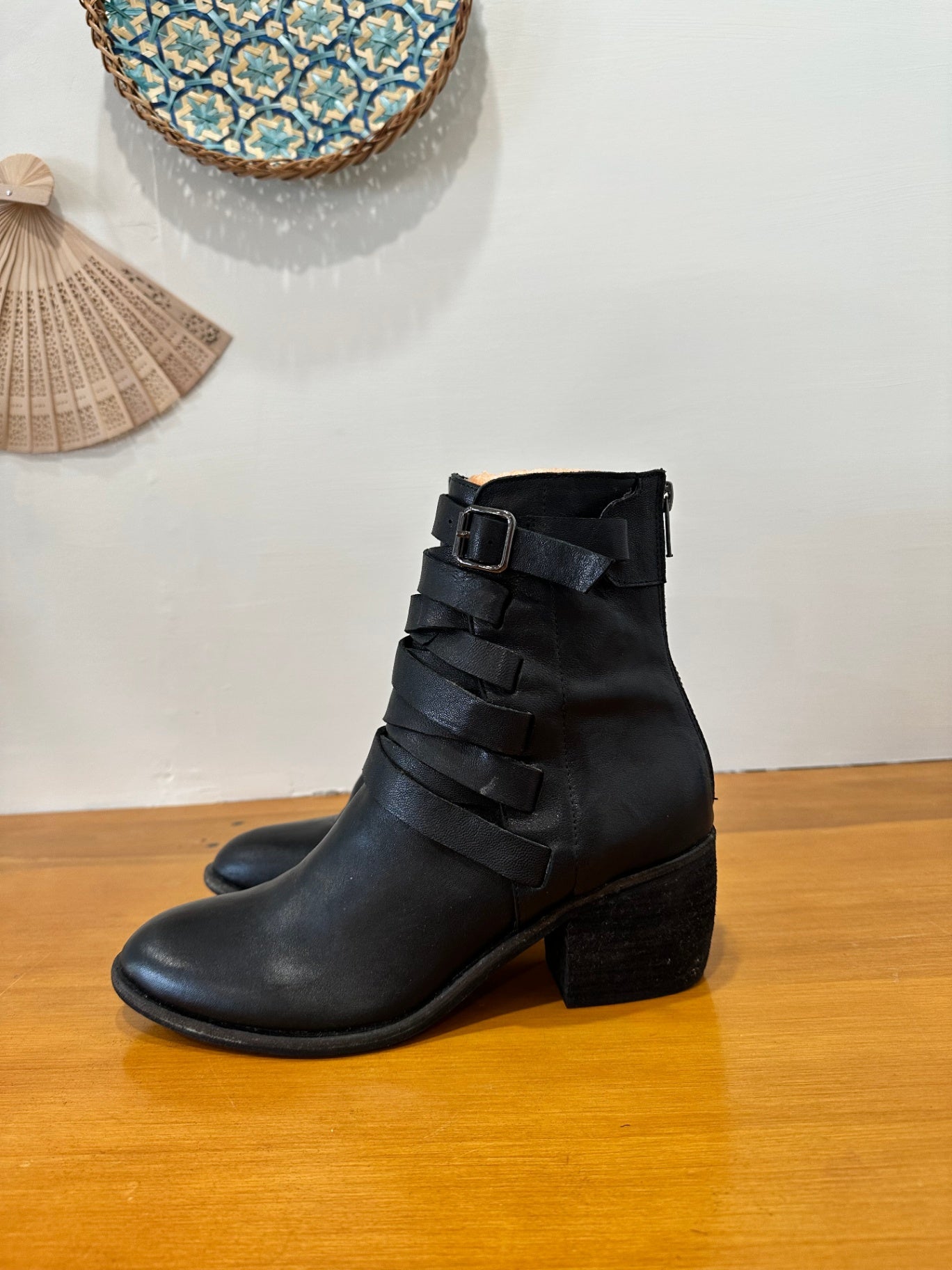 Midas - Black Leather Boots - Size EU 38