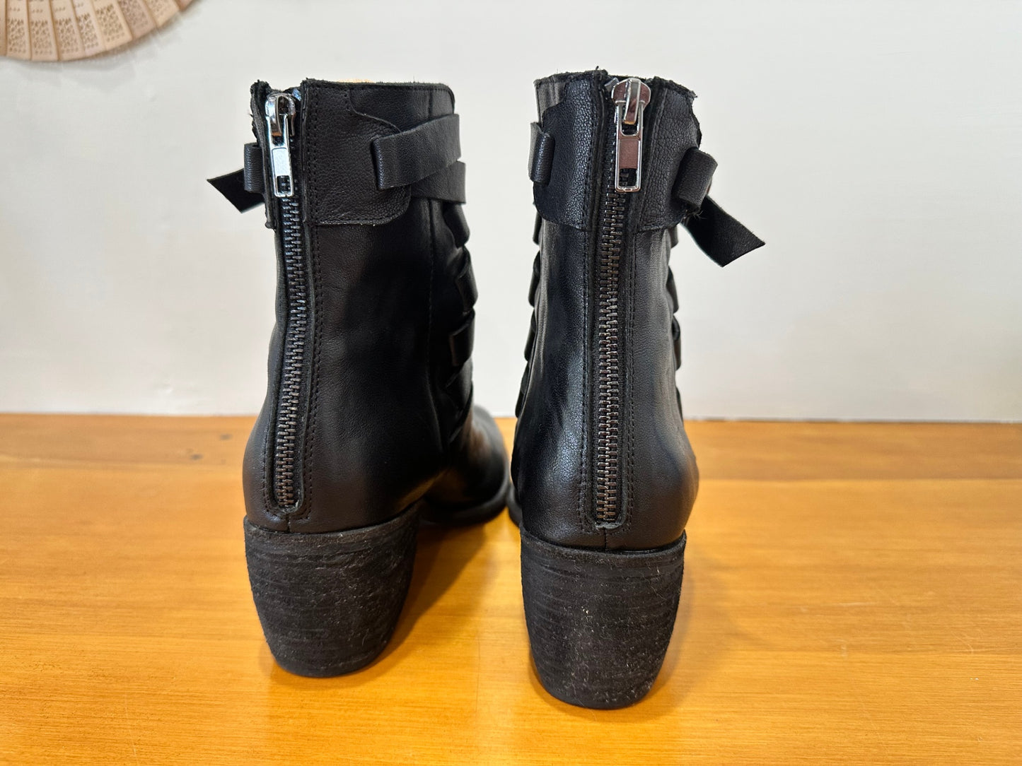 Midas - Black Leather Boots - Size EU 38