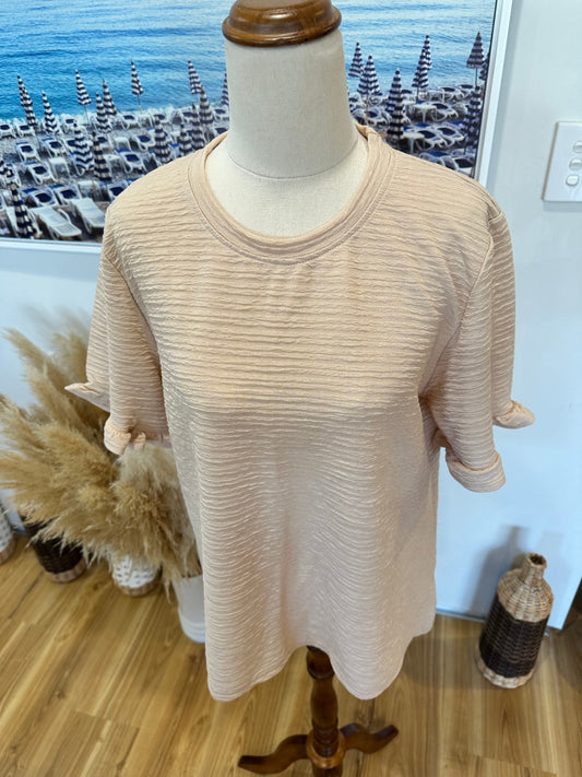 Beige T-Shirt with Thrill Shoulders - Large