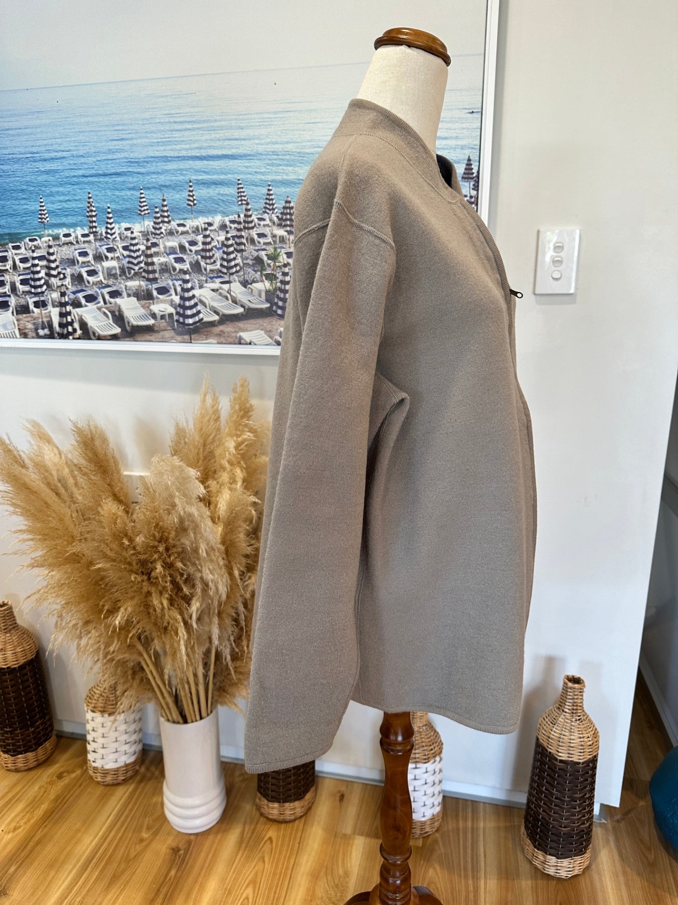 Fields Woman - 100% Wool Jacket - Small / Medium - Grey + Blue