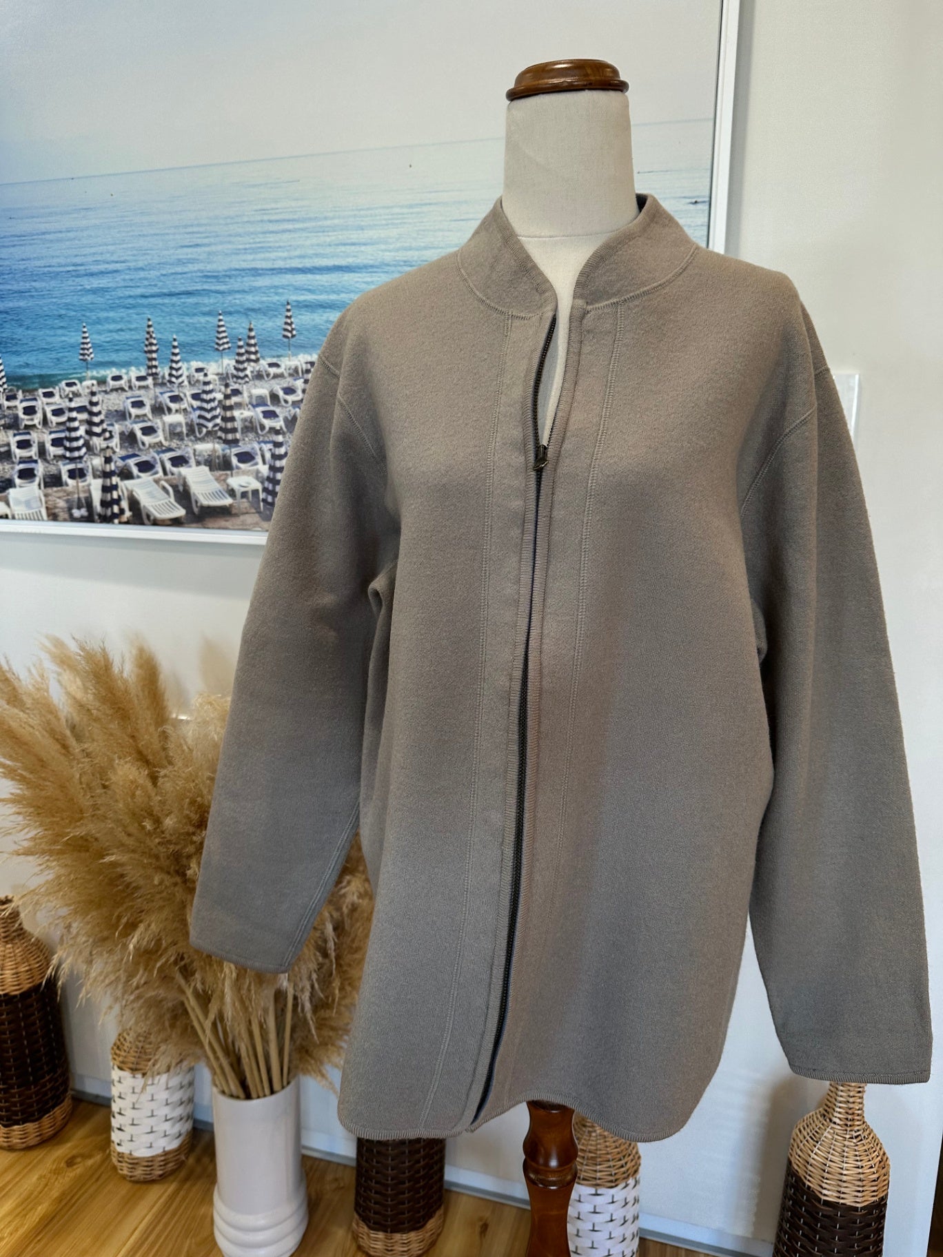 Fields Woman - 100% Wool Jacket - Small / Medium - Grey + Blue