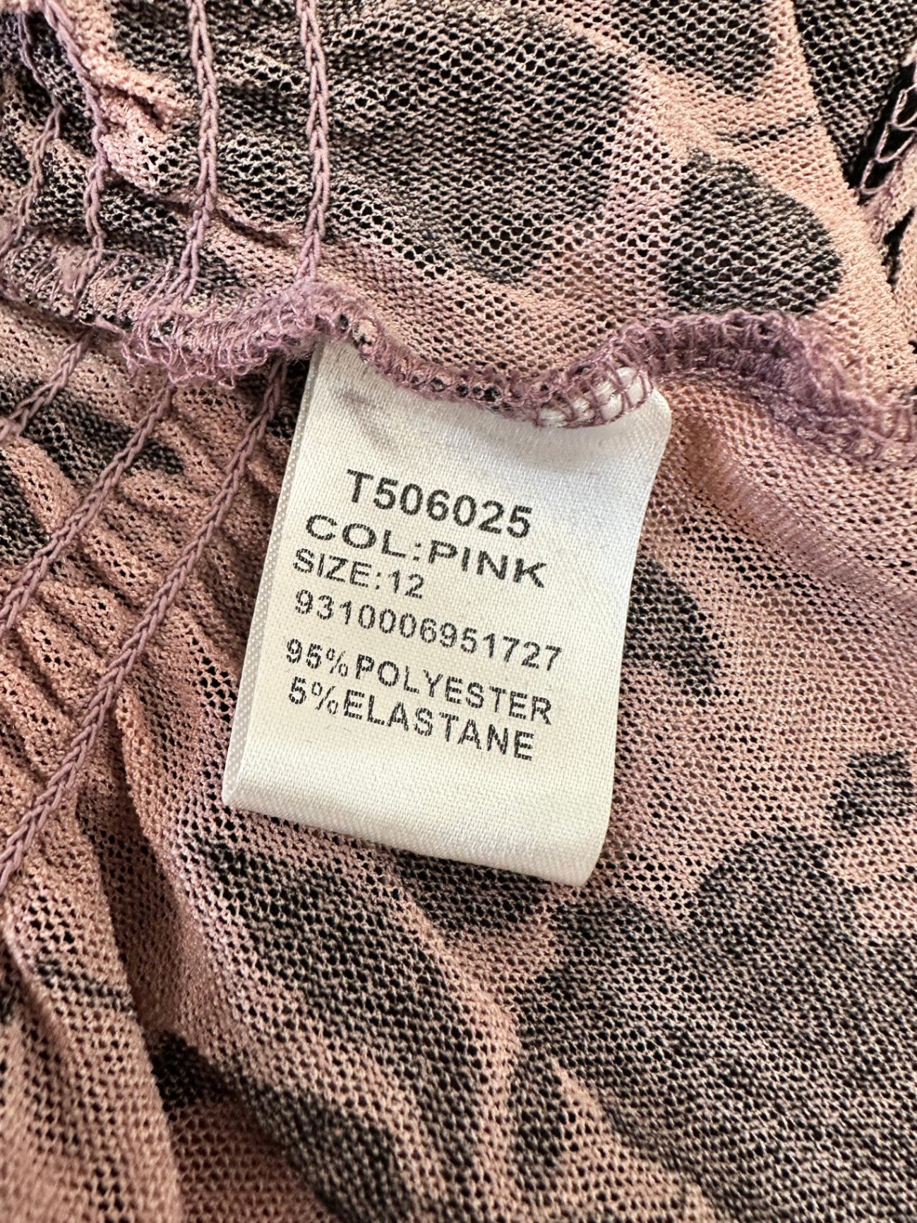 Caroline Morgan Blouse - Size 12 - Rose Pink and Black