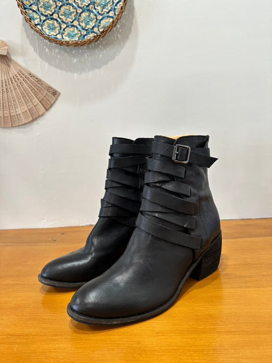 Midas - Black Leather Boots - Size EU 38